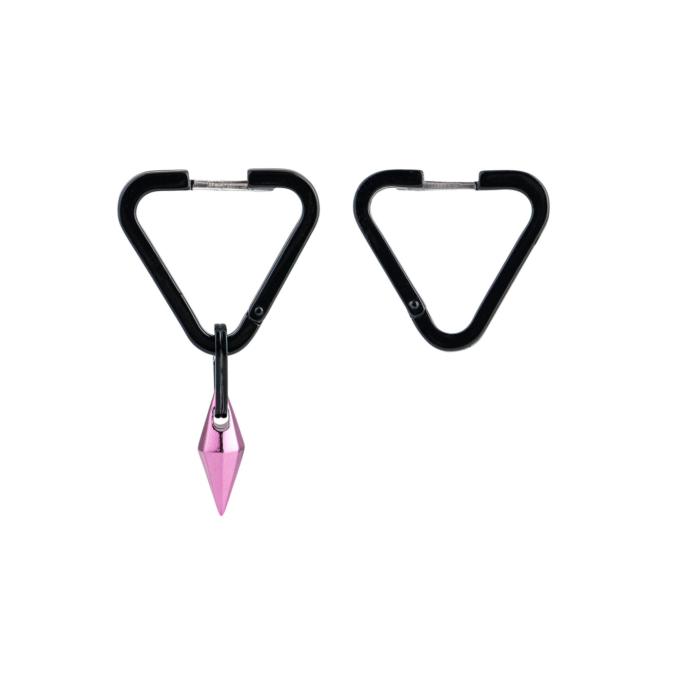 Tsvetnoy Хупы из серебра, покрытые черной нанокерамикой, с розовой подвеской-кристаллом