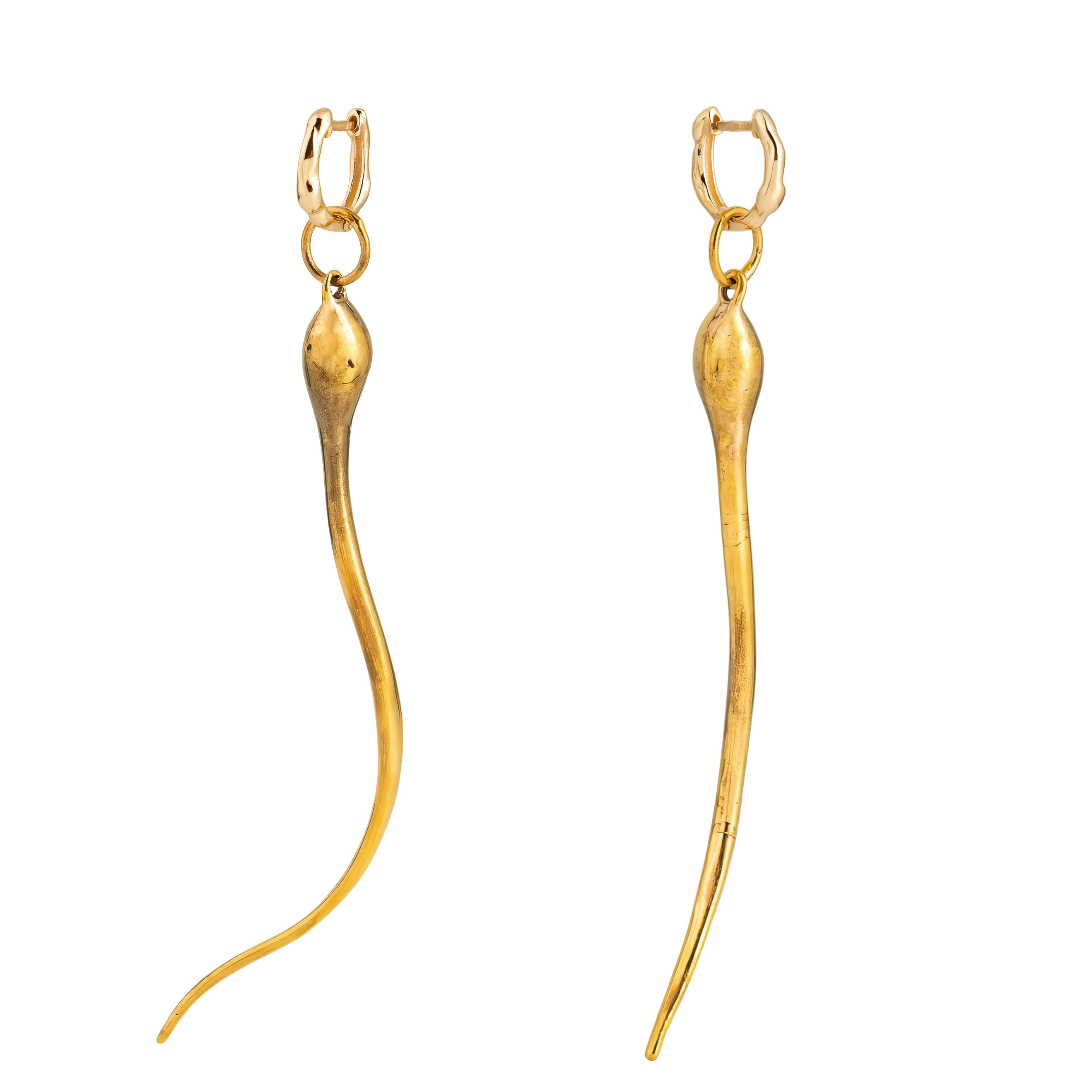 Gold-plated brass earrings (pair)
