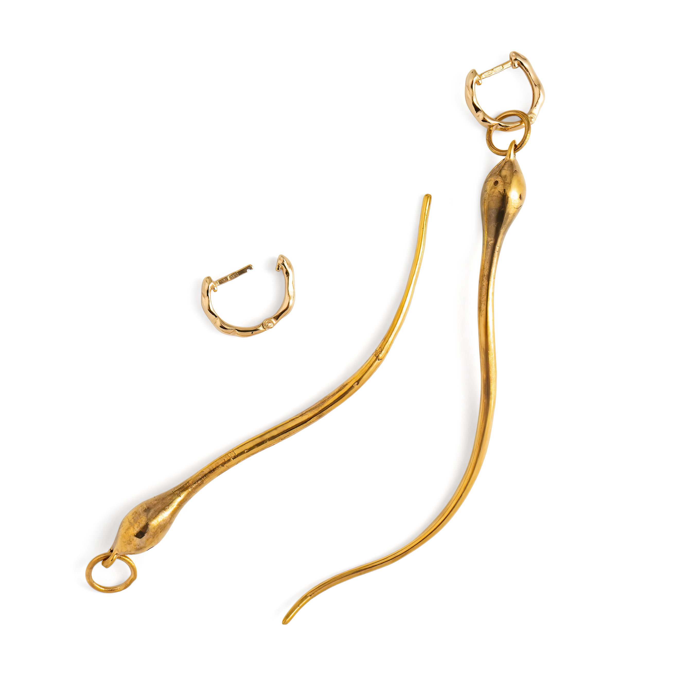 Gold-plated brass earrings (pair)