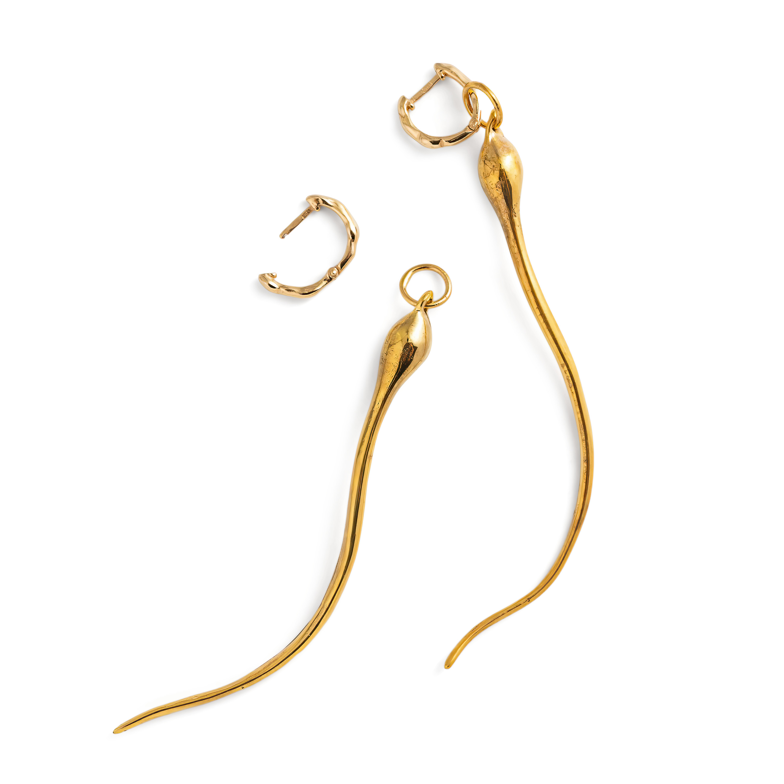 Gold-plated brass earrings (pair)