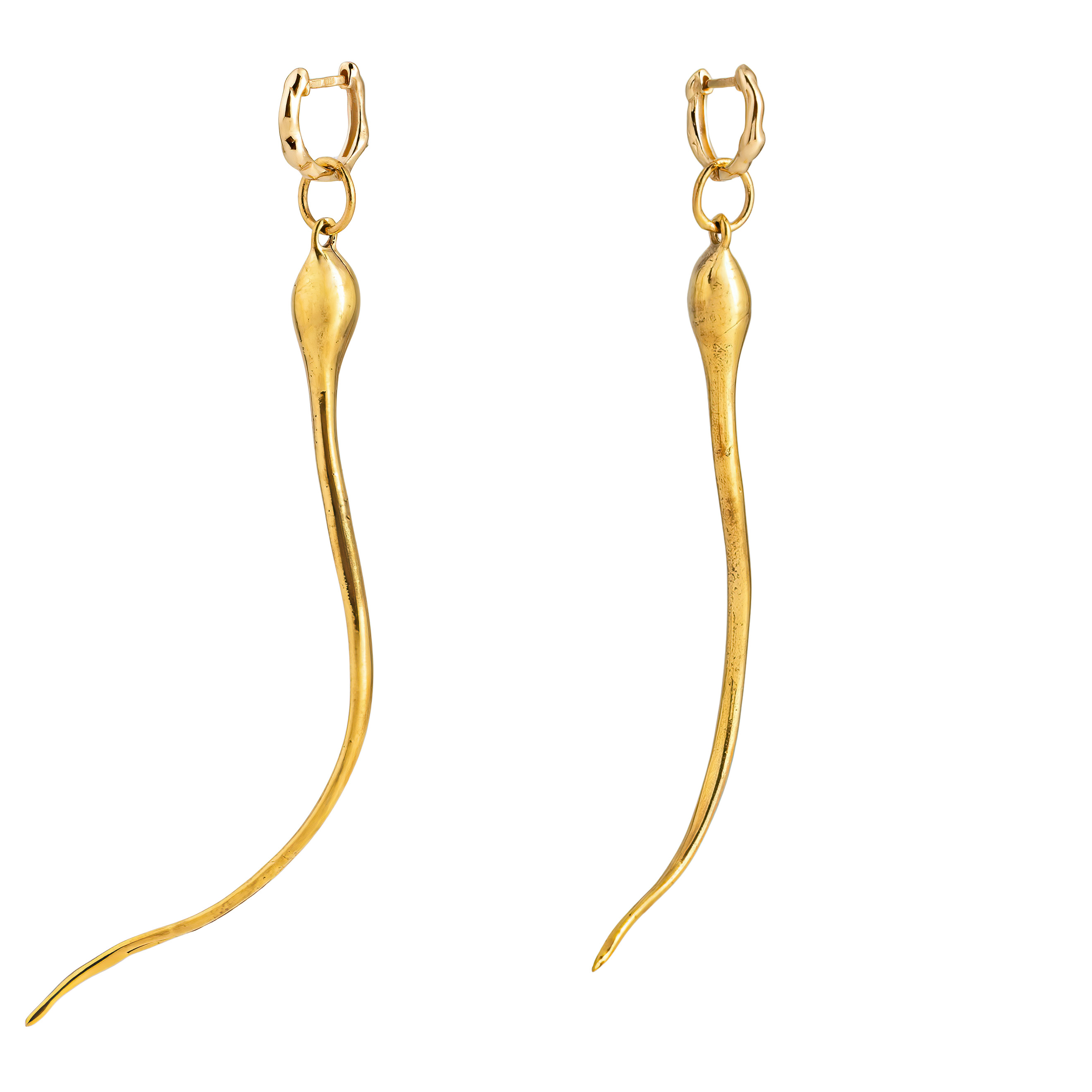 Gold-plated brass earrings (pair)