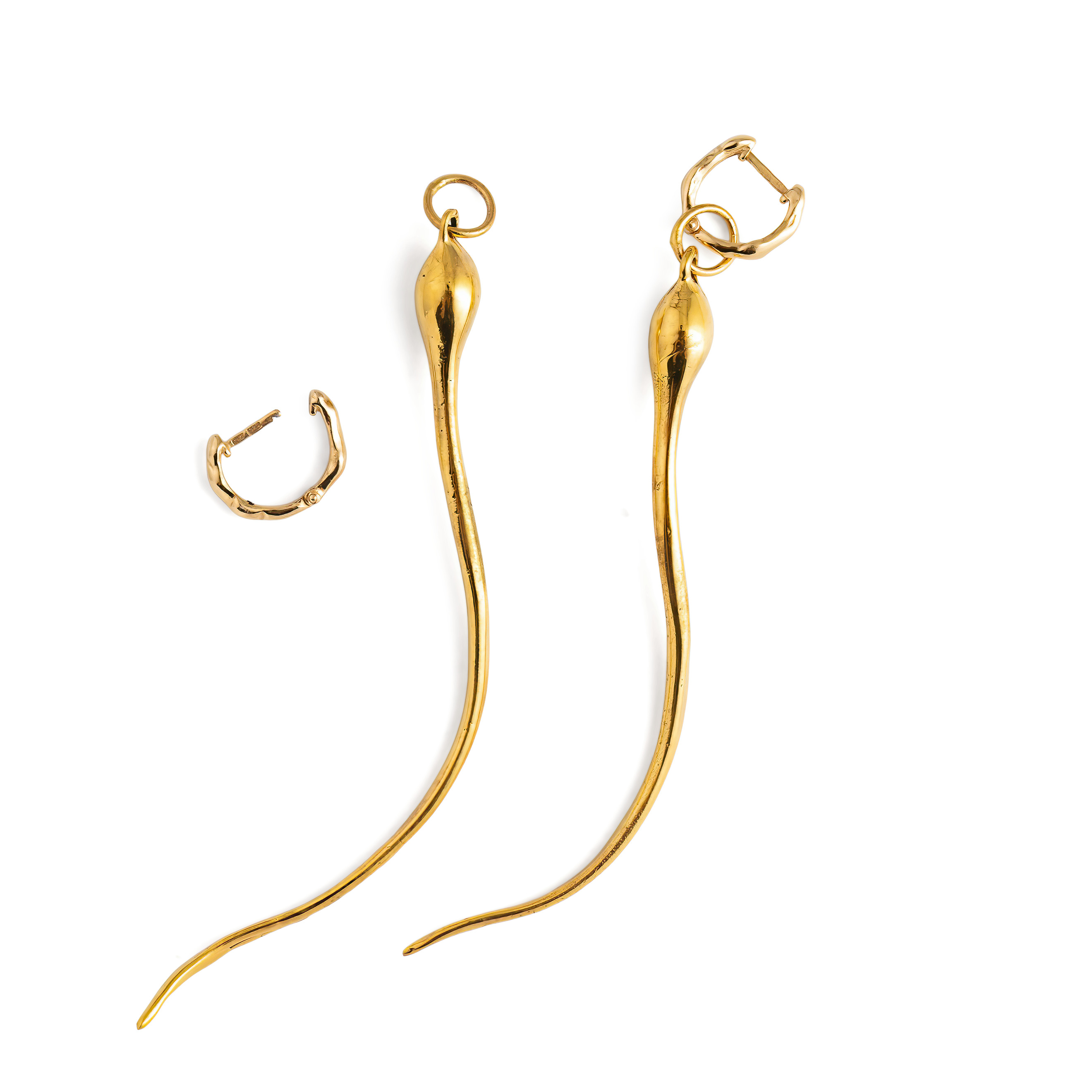Gold-plated brass earrings (pair)