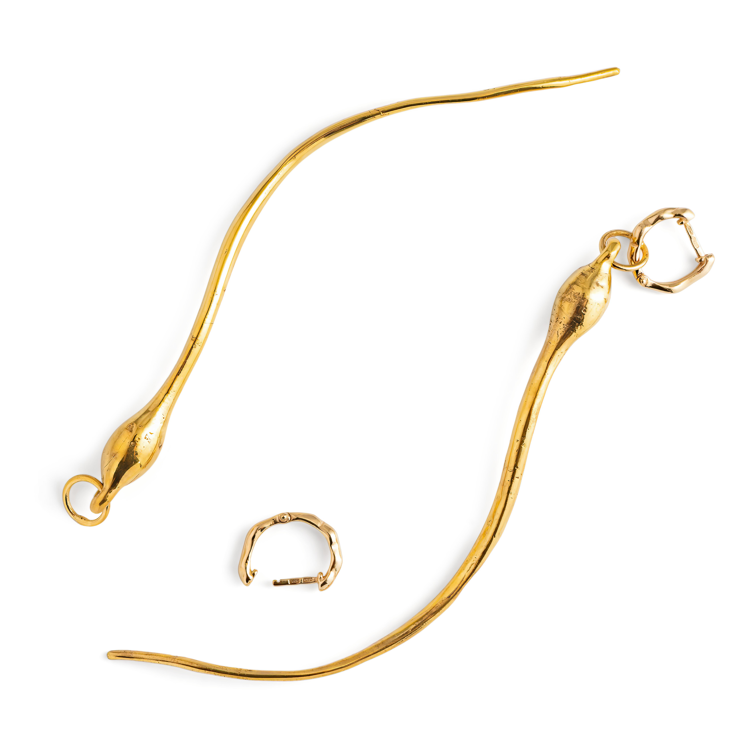 Gold-plated brass earrings (pair)