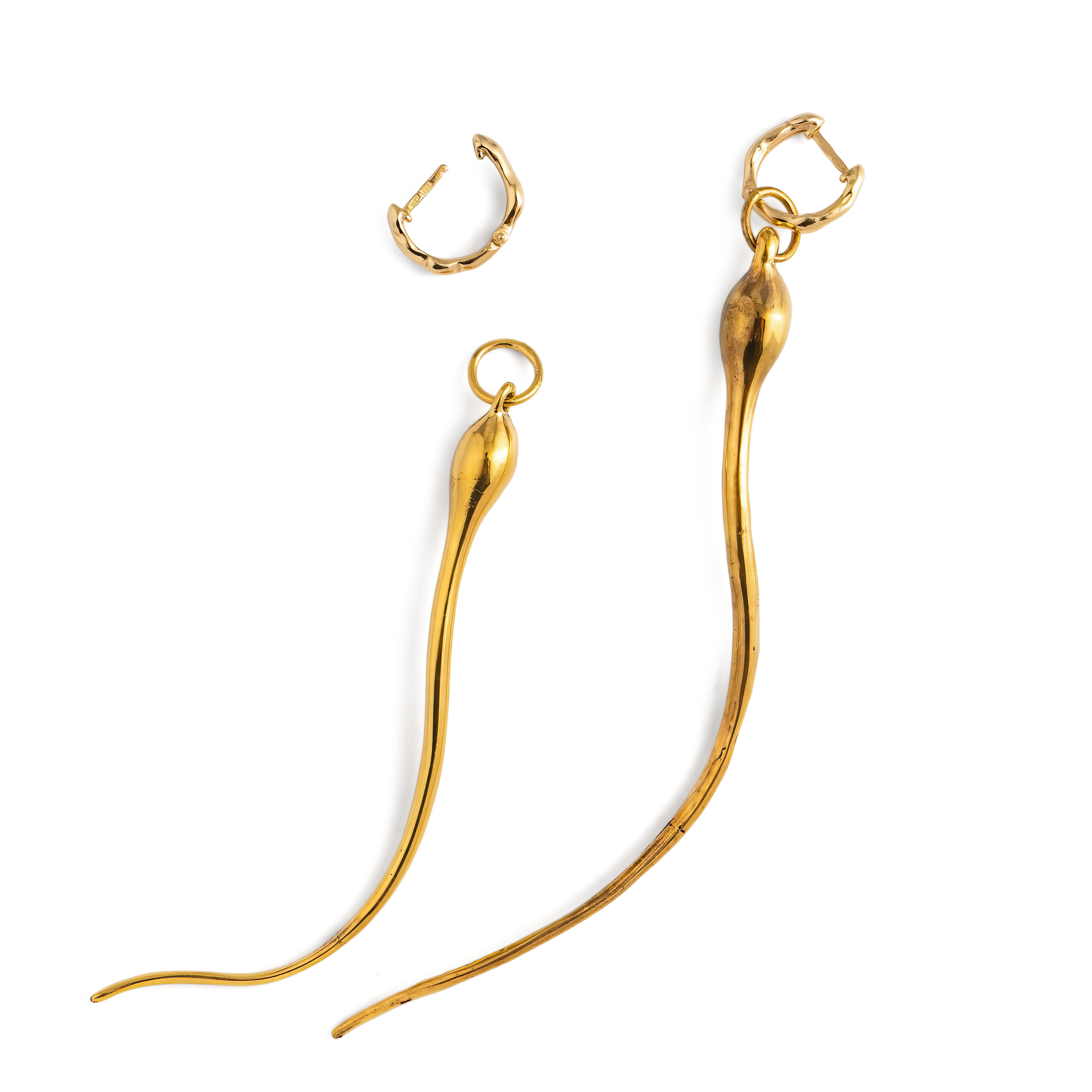 Gold-plated brass earrings (pair)