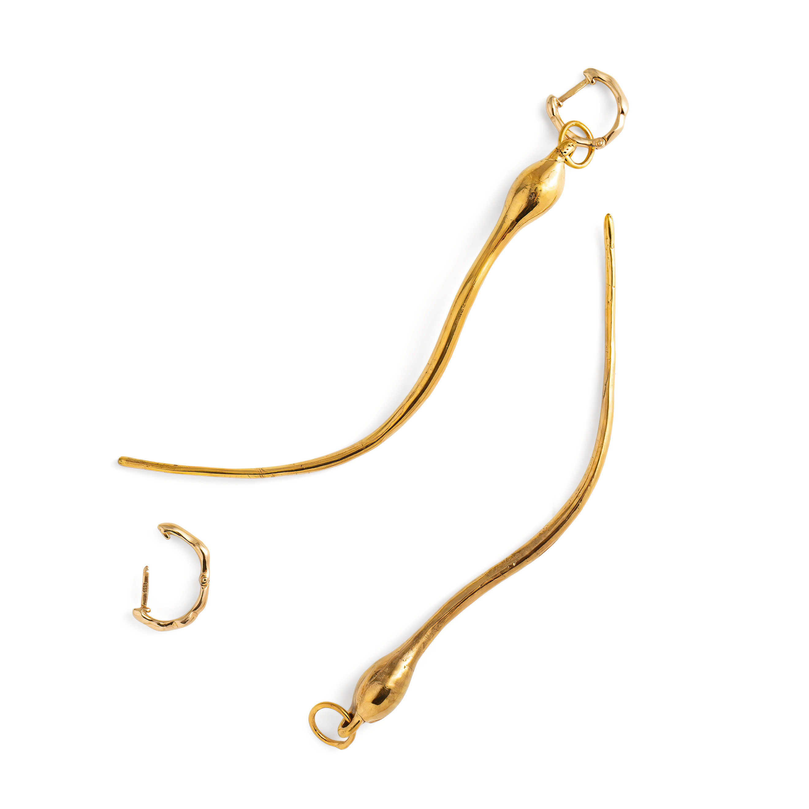Gold-plated brass earrings (pair)