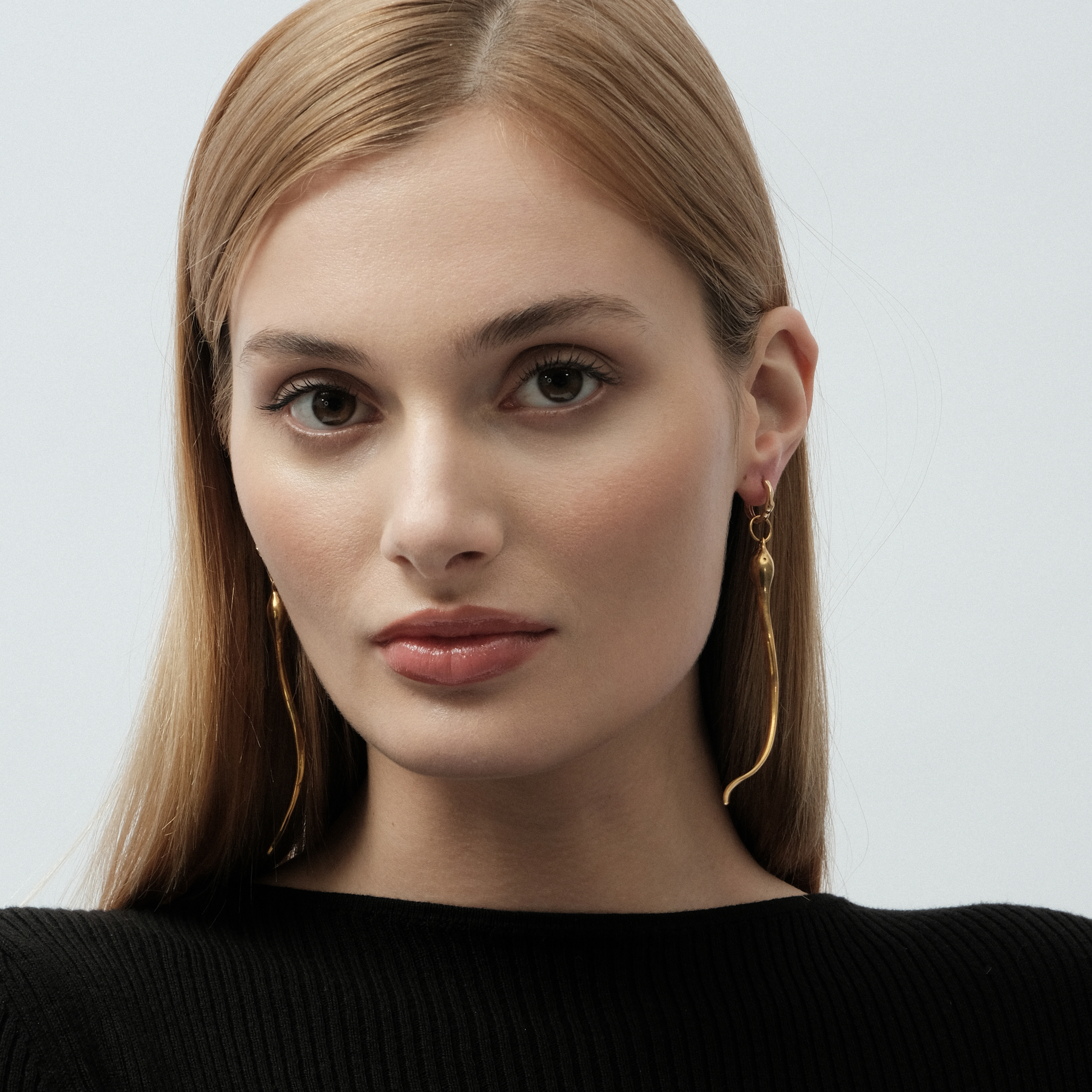 Gold-plated brass earrings (pair)