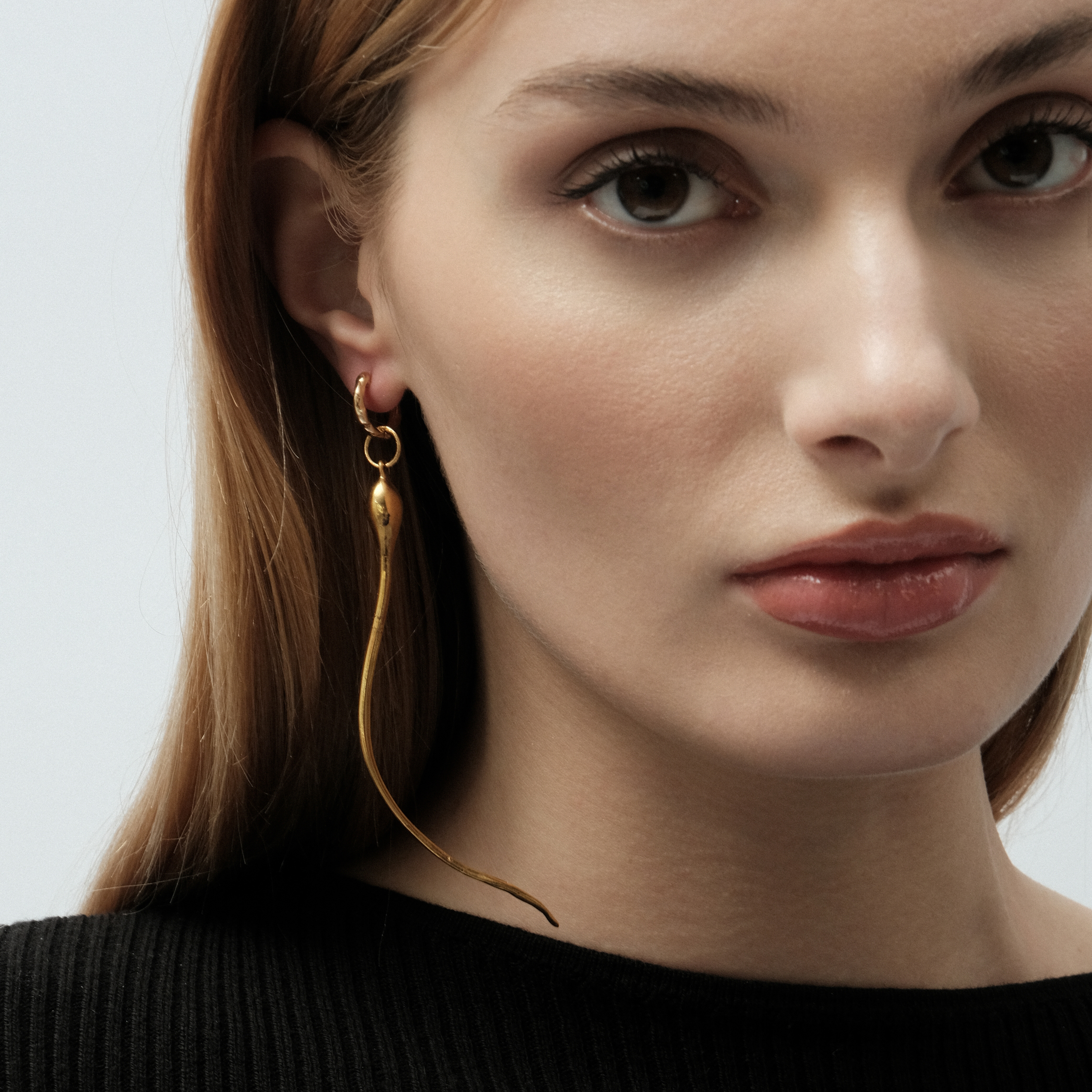Gold-plated brass earrings (pair)
