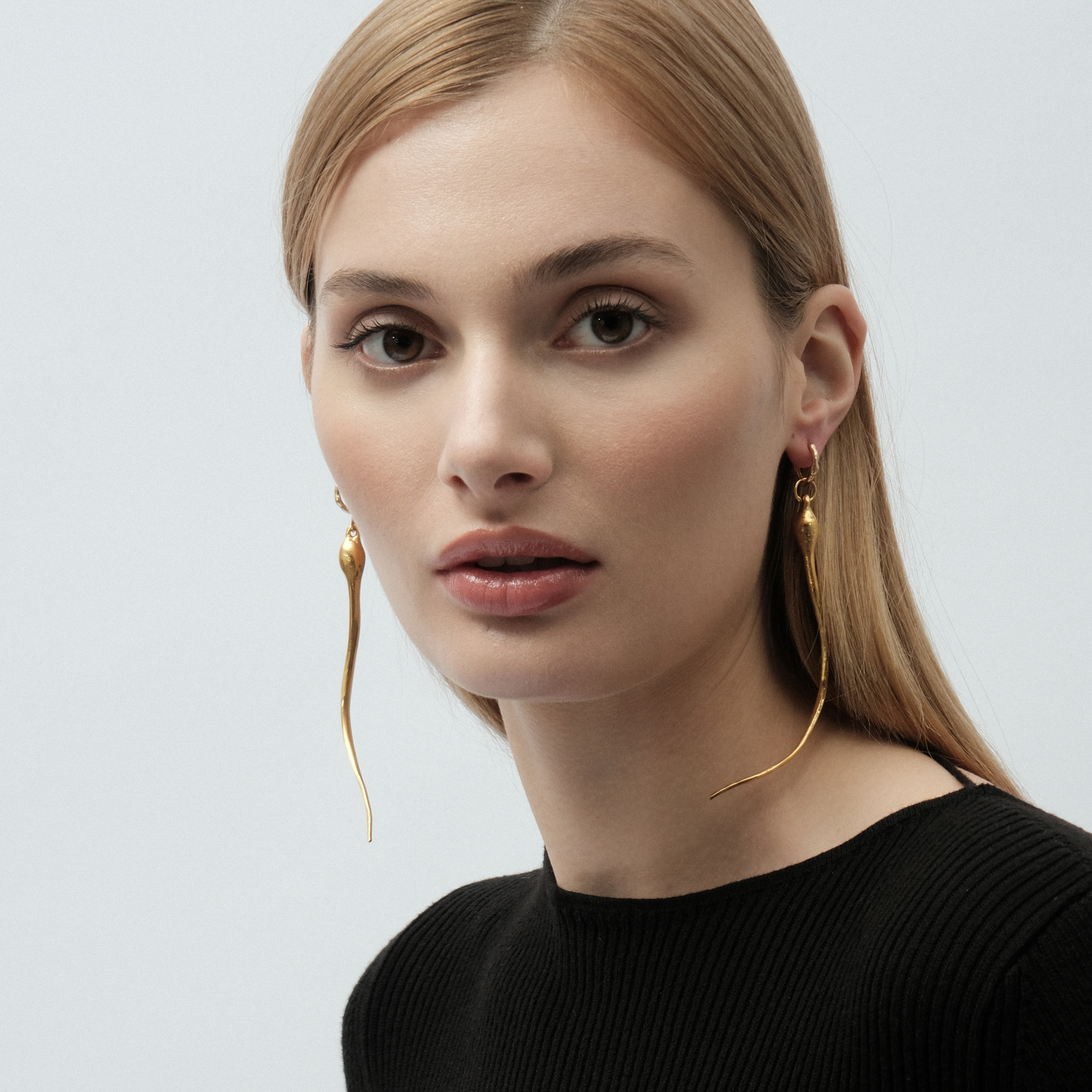 Gold-plated brass earrings (pair)