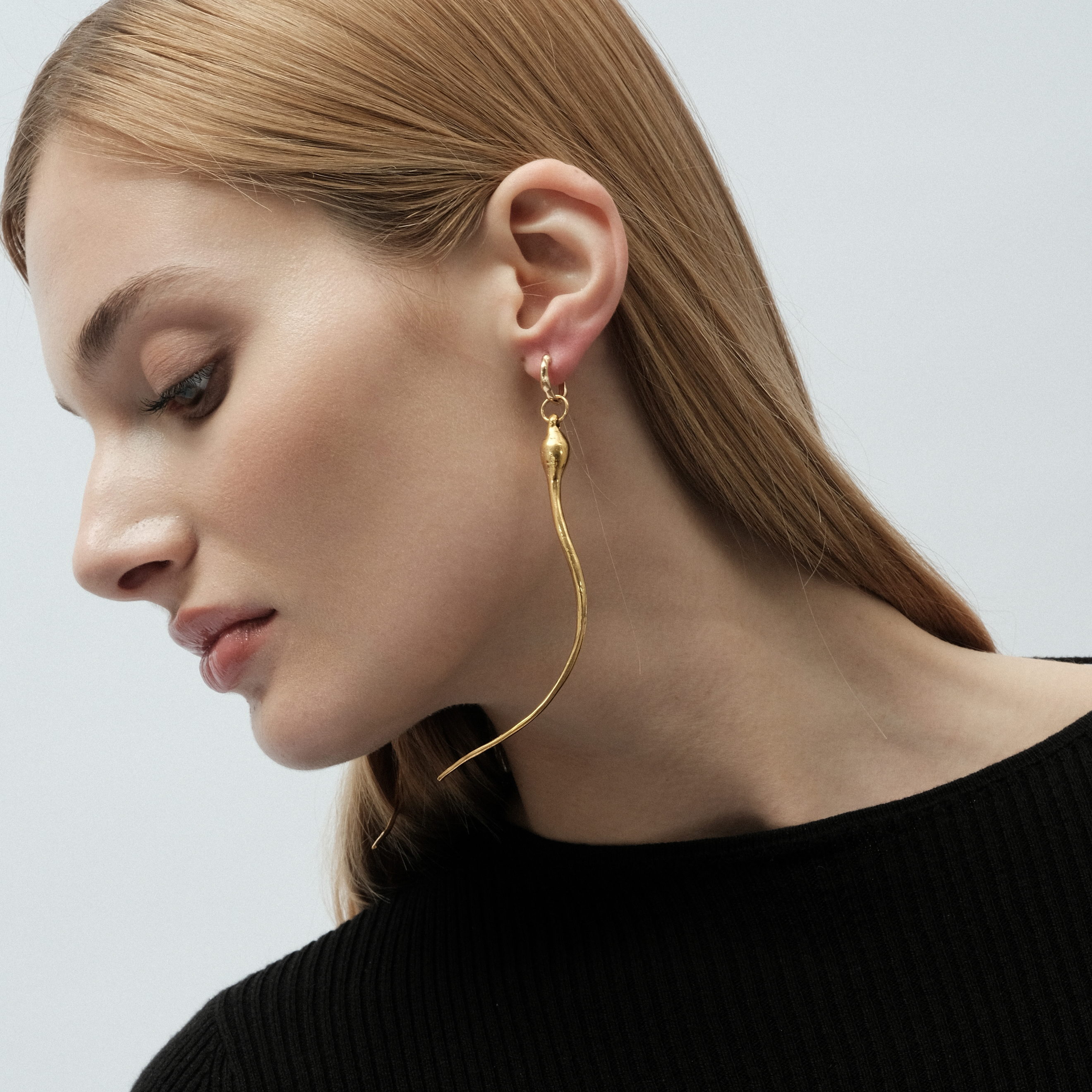 Gold-plated brass earrings (pair)