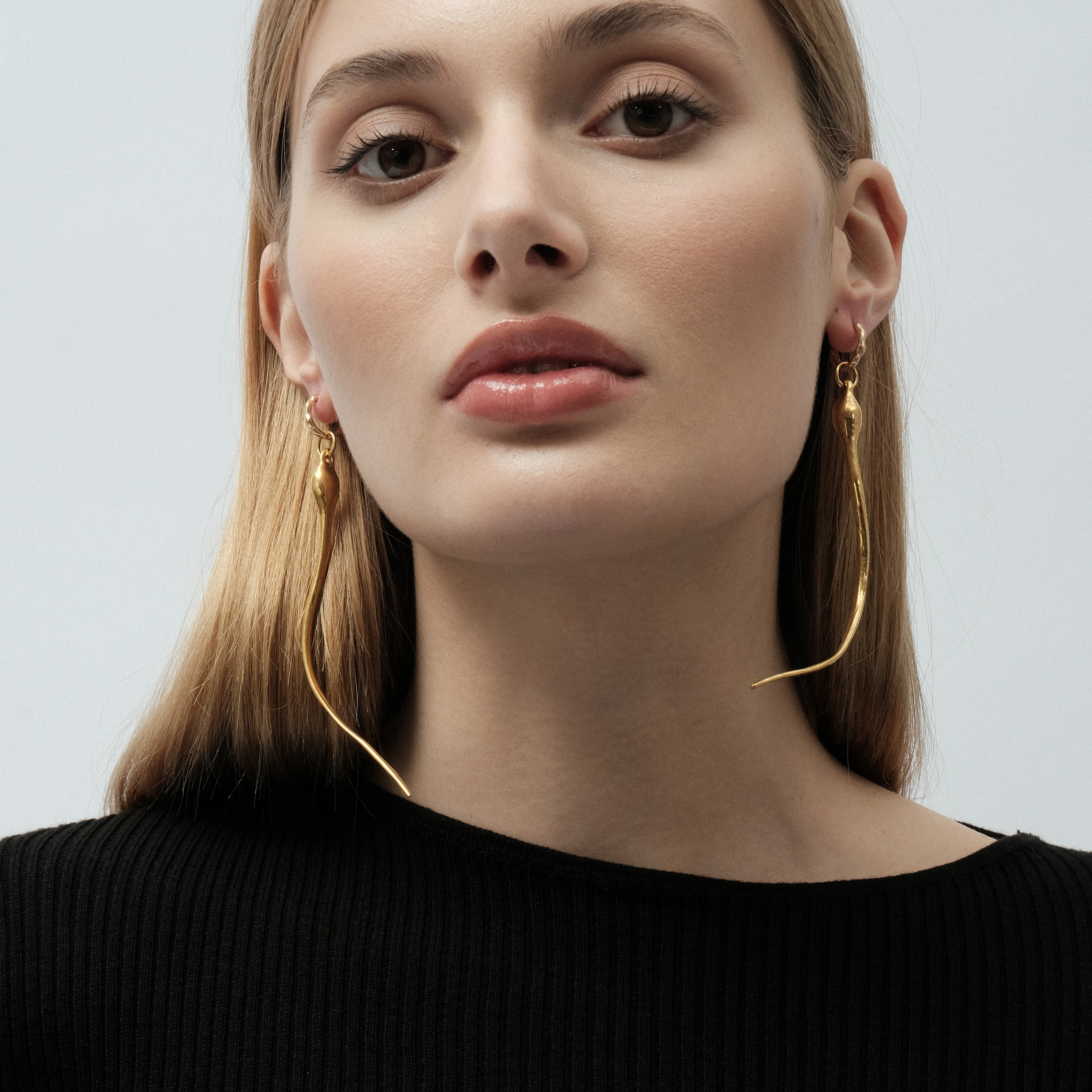 Gold-plated brass earrings (pair)