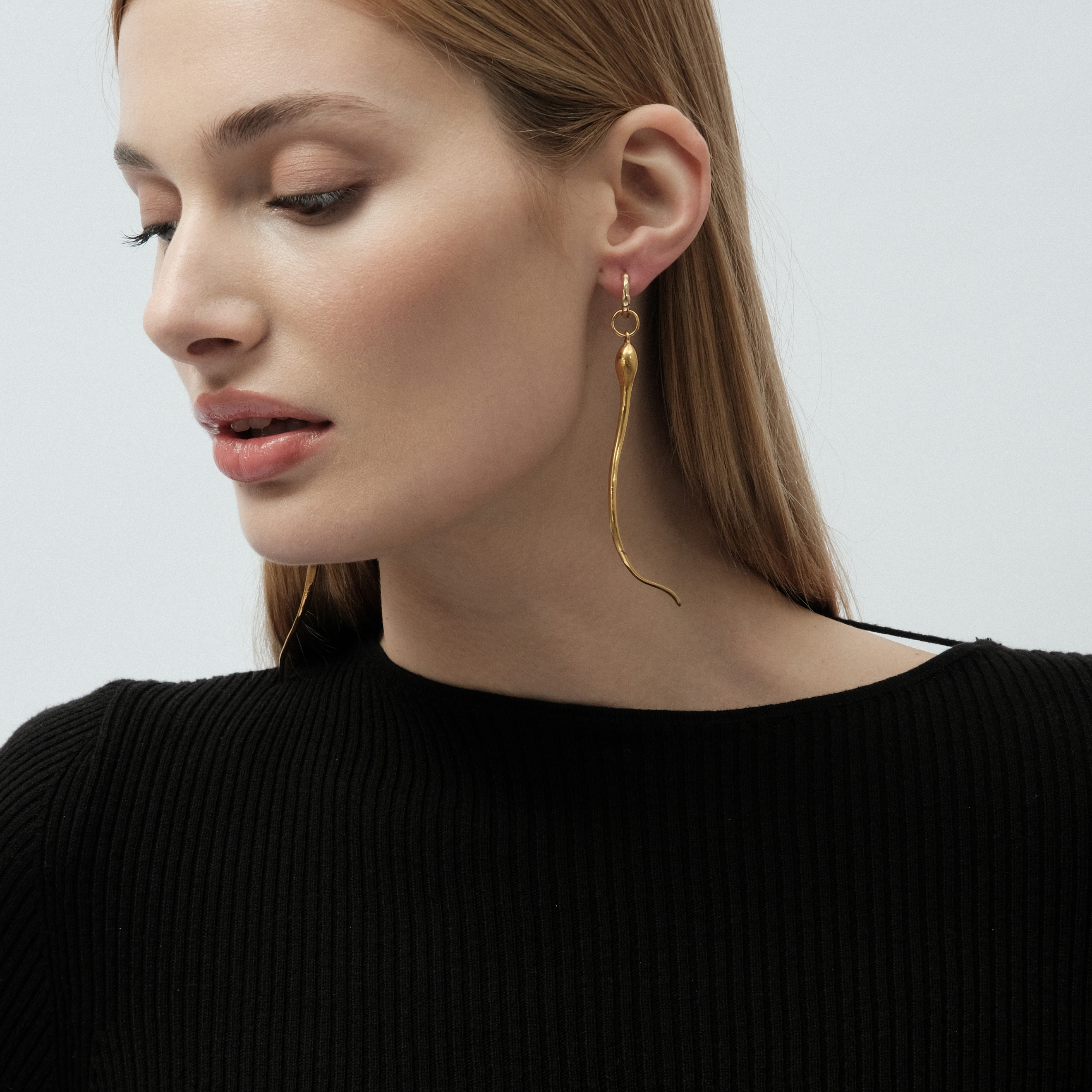 Gold-plated brass earrings (pair)