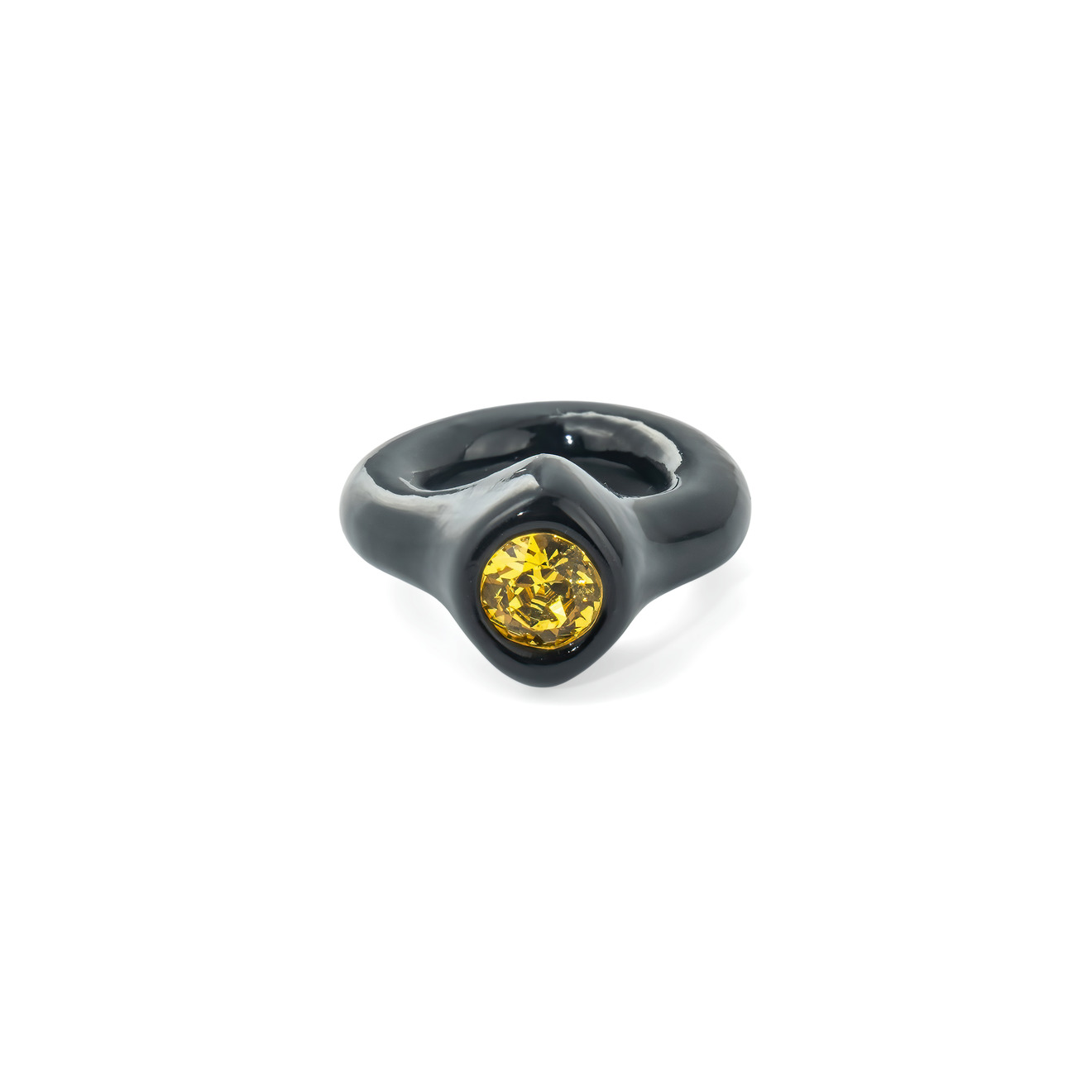 de.formee Кольцо черного цвета из полимерной глины с желтым стразом de formee фиолетовое кольцо из полимерной глины с крупным стразом