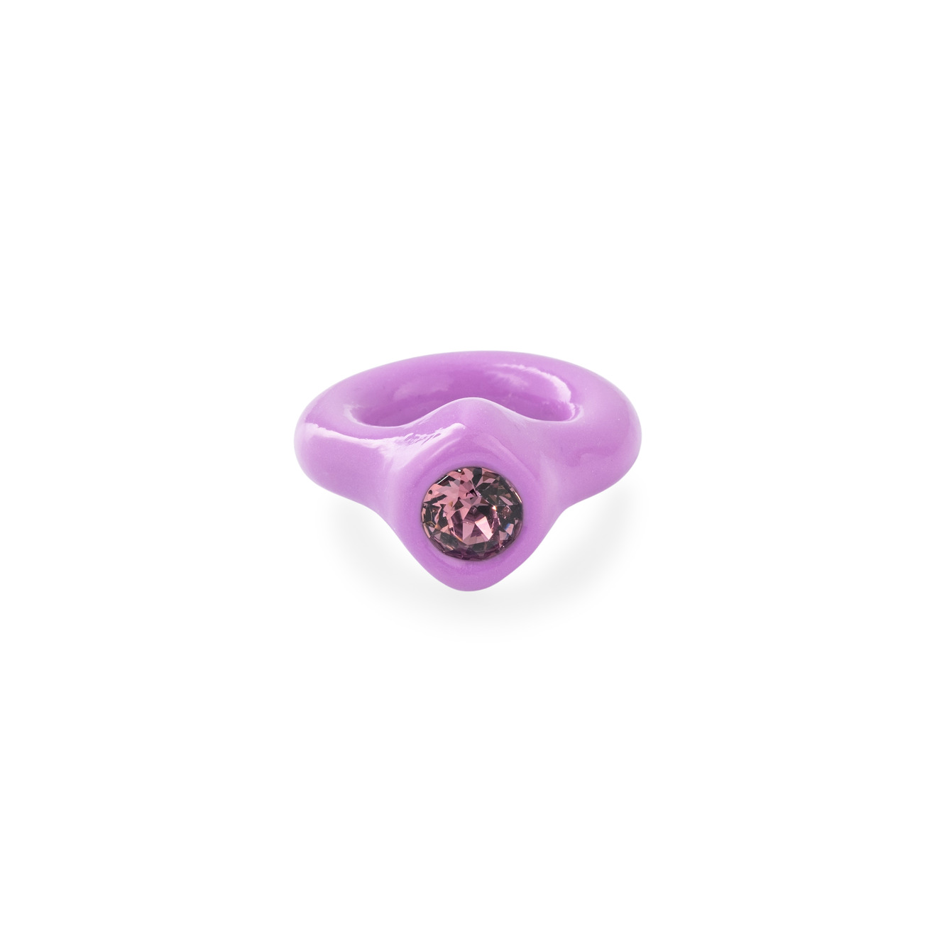 de.formee Фиолетовое кольцо из полимерной глины с фиолетовым стразом de formee голубое кольцо из полимерной глины с крупным прозрачным стразом