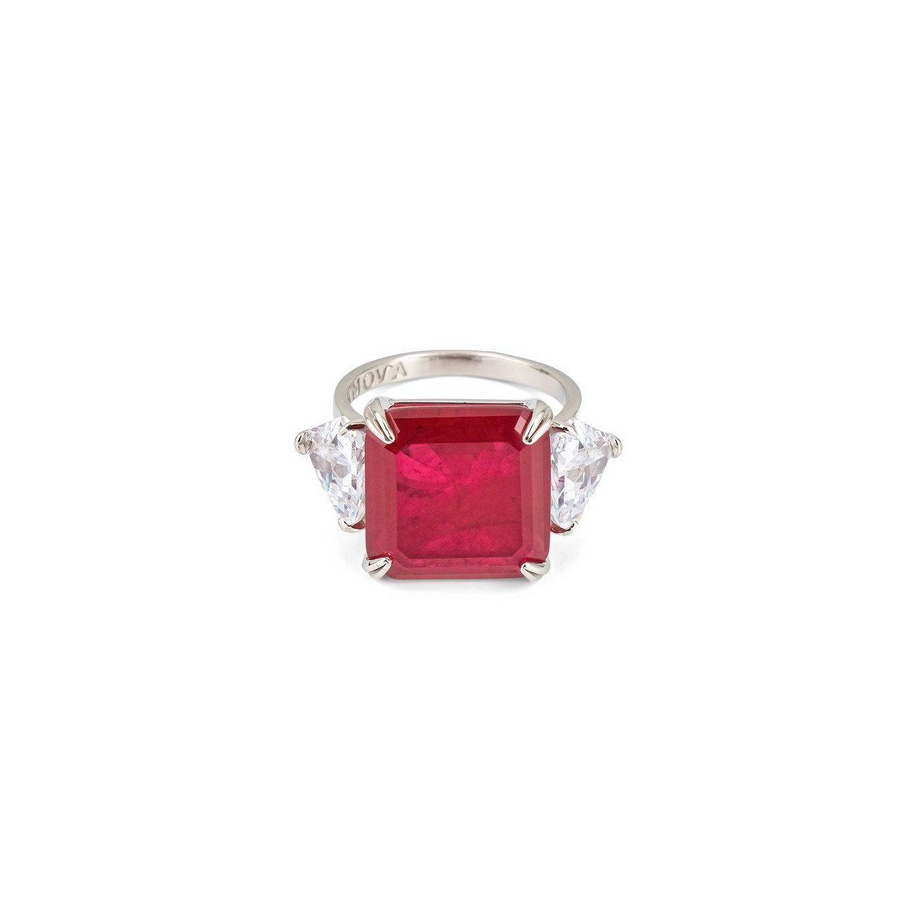 AMOVA Кольцо из серебра с красным кварцем и фабулитами amova кольцо с изумрудным кварцем и фабулитами