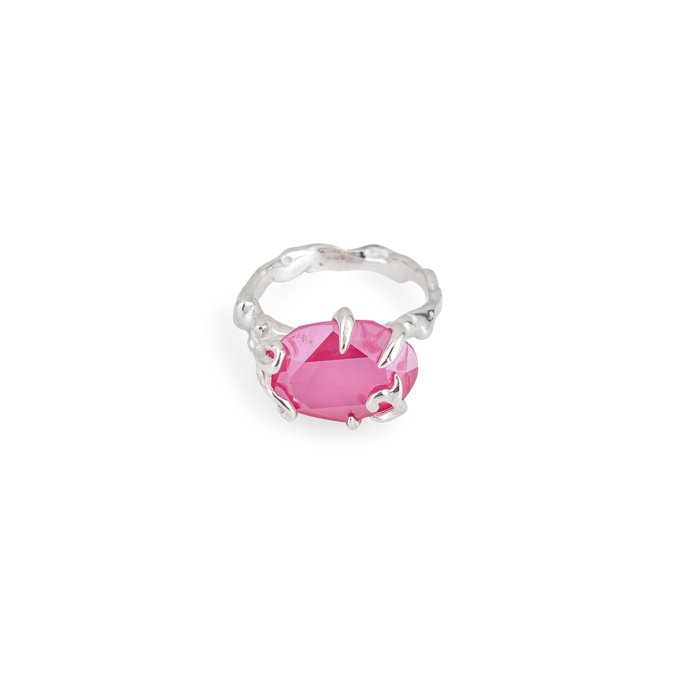 Poison Drop Lab Серебряное кольцо с розовым овальным кристаллом