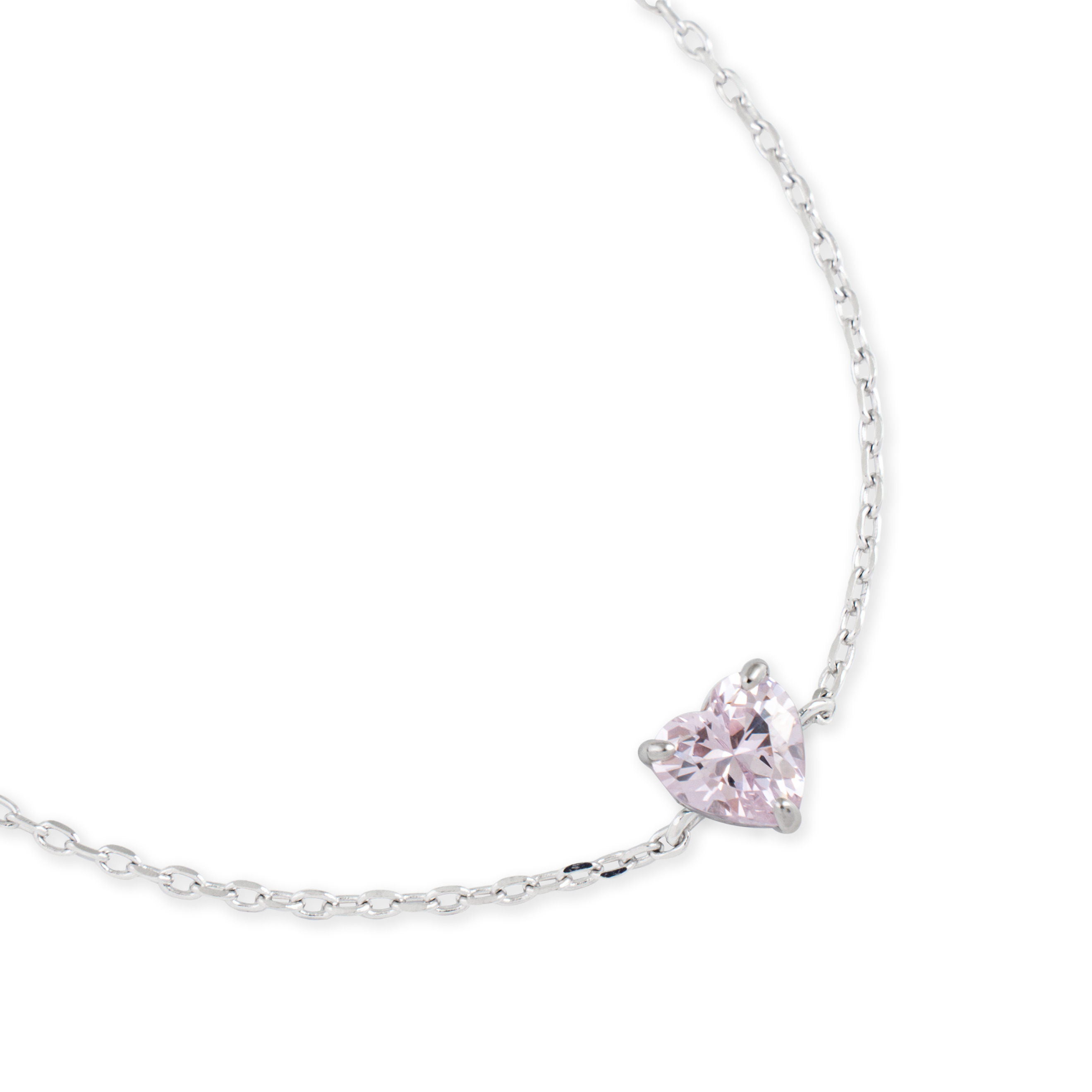Silver bracelet with pink heart