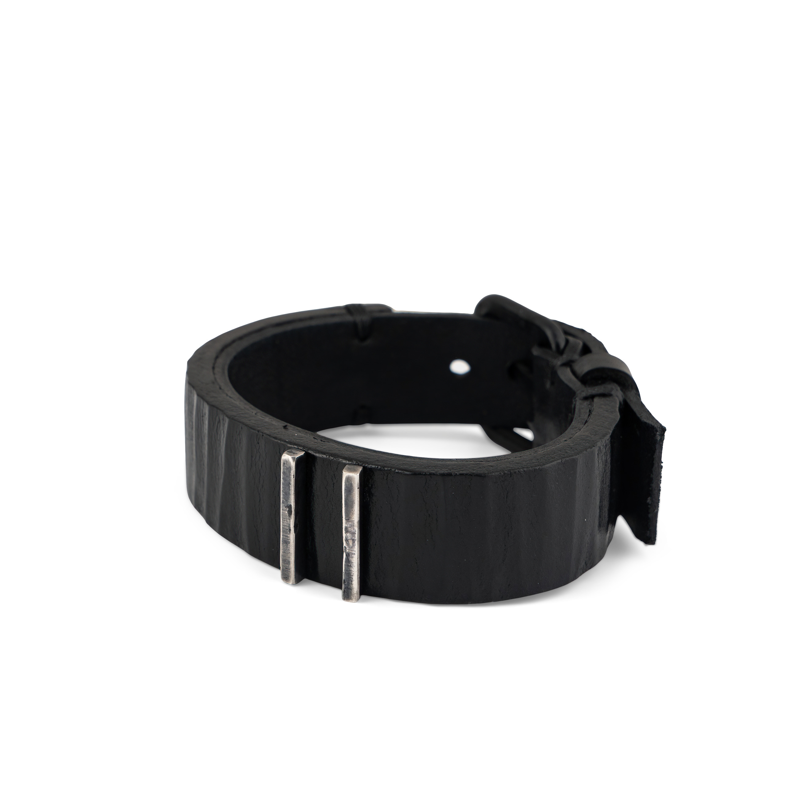 Fluted Custard Leather Bracelet