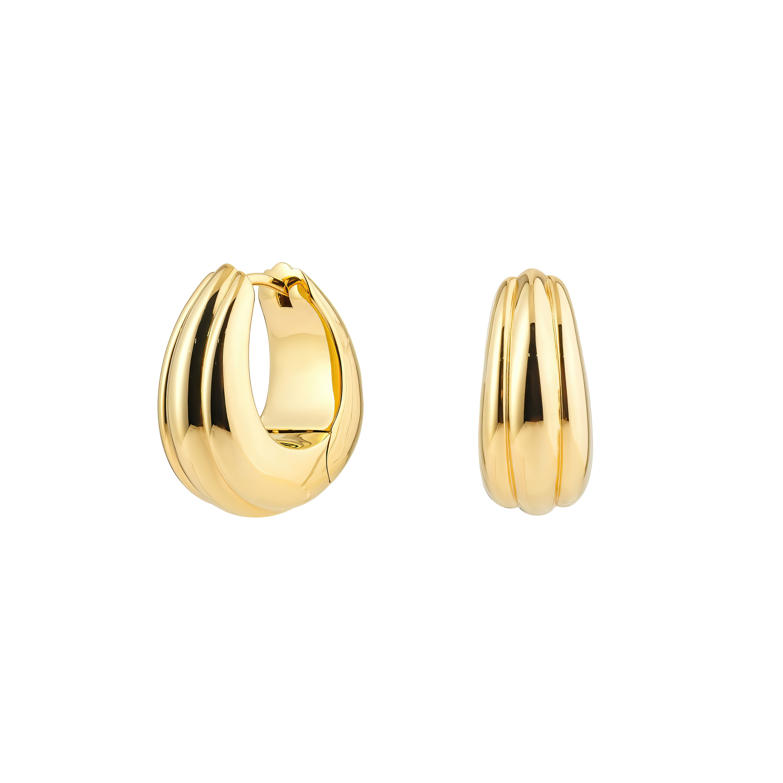 Gold-plated Silver Earrings Ice Hoop Medium Line