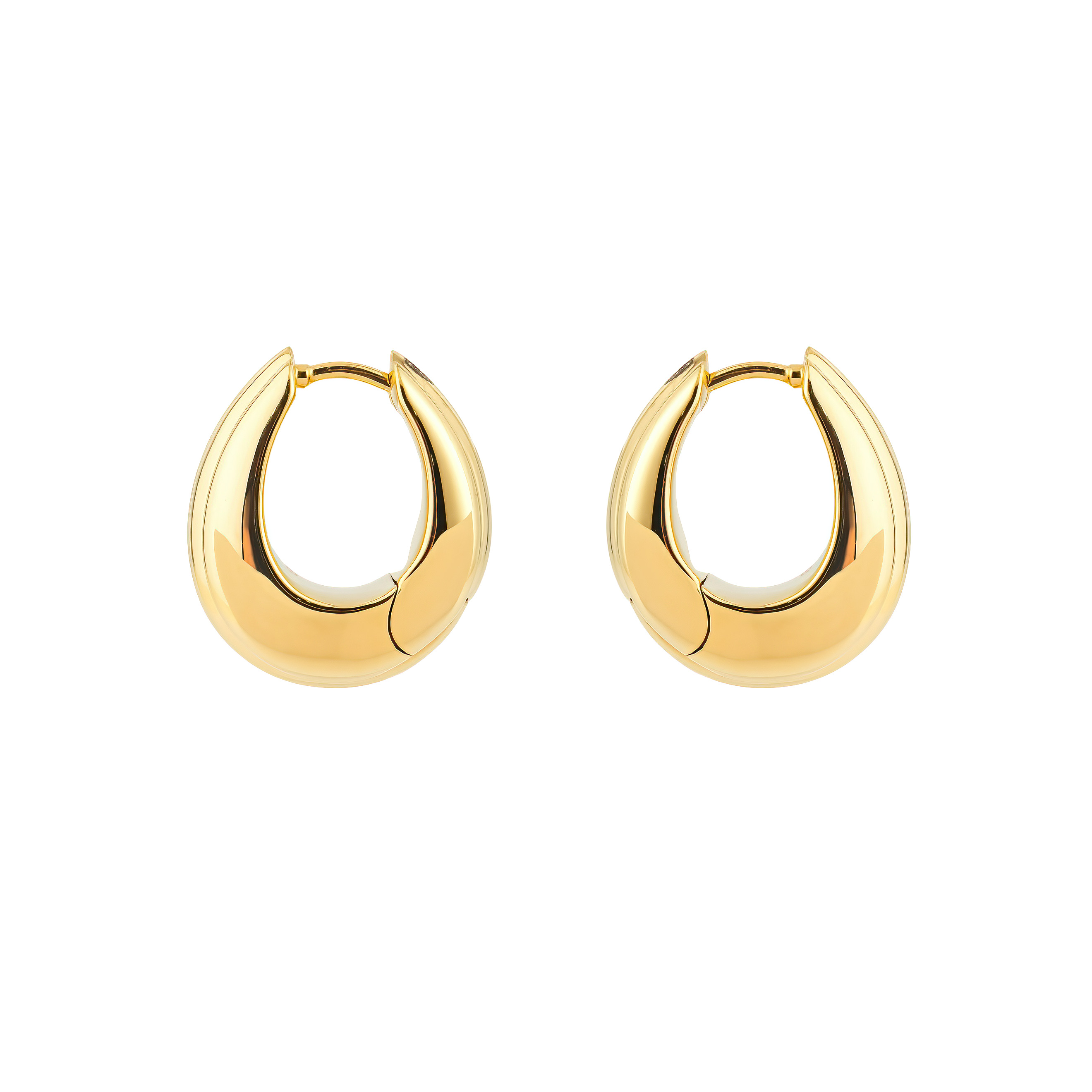 Gold-plated Silver Earrings Ice Hoop Medium Line