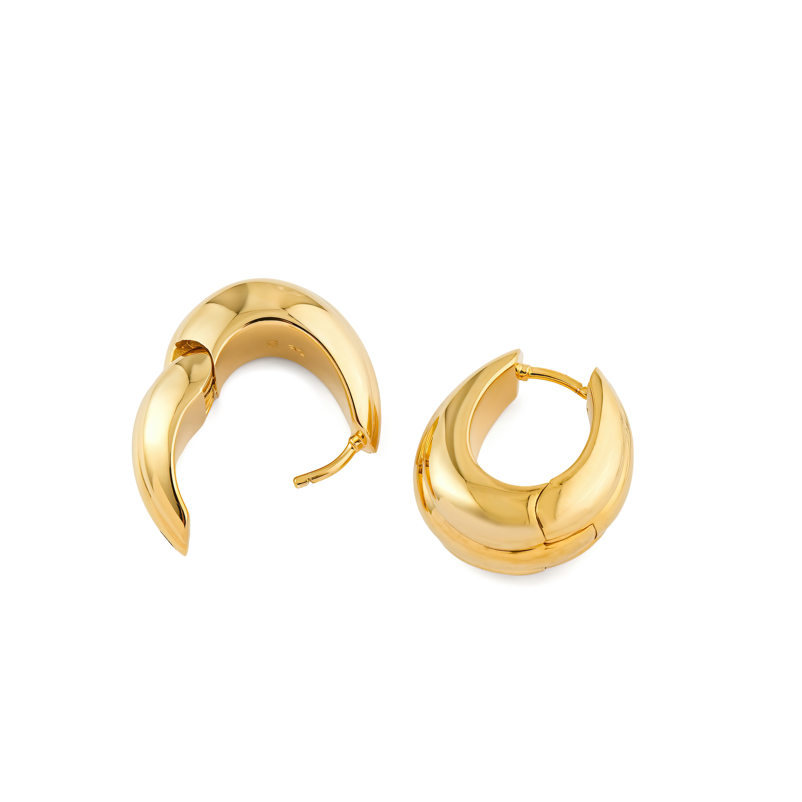 Gold-plated Silver Earrings Ice Hoop Medium Line