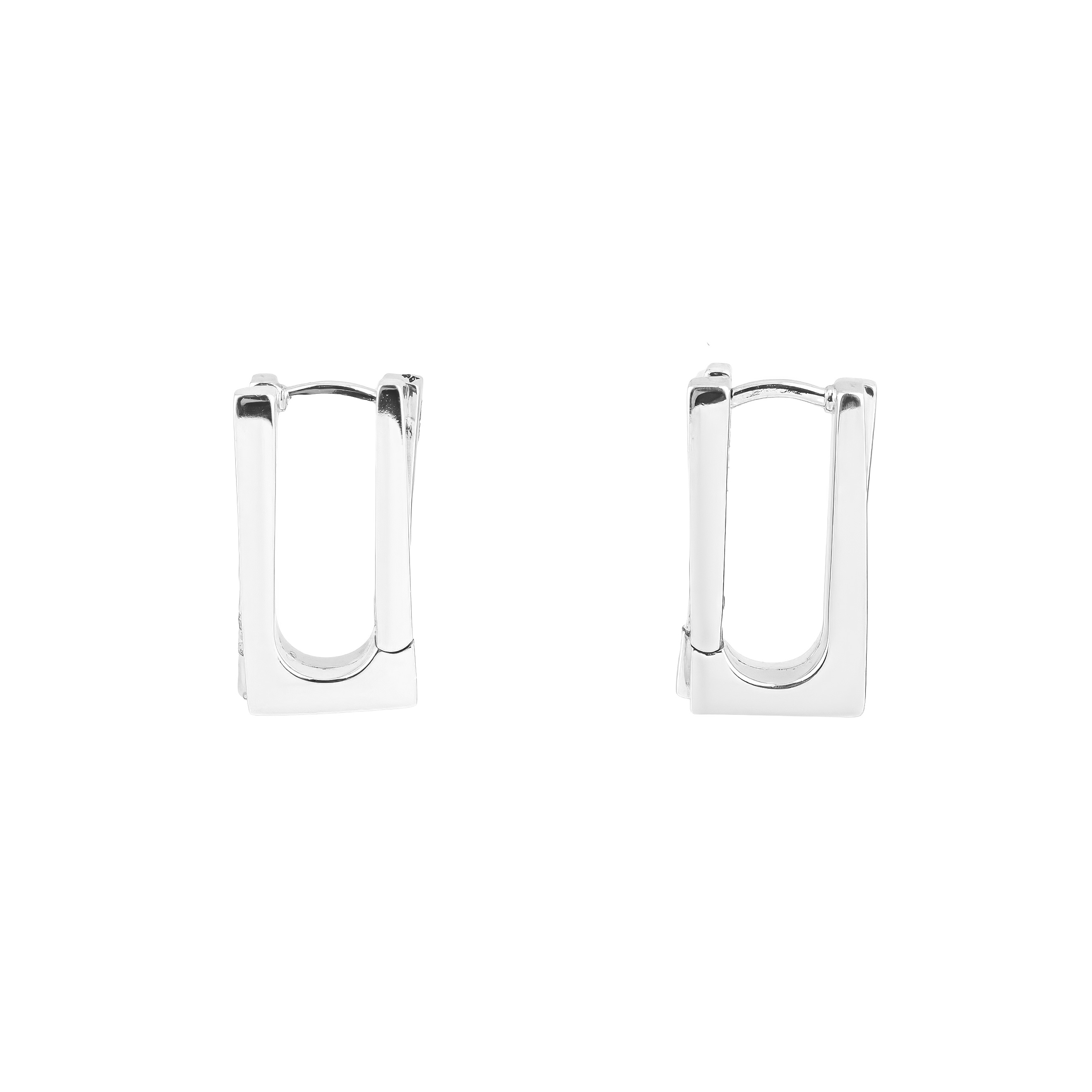 Silver Step Hoops Earrings