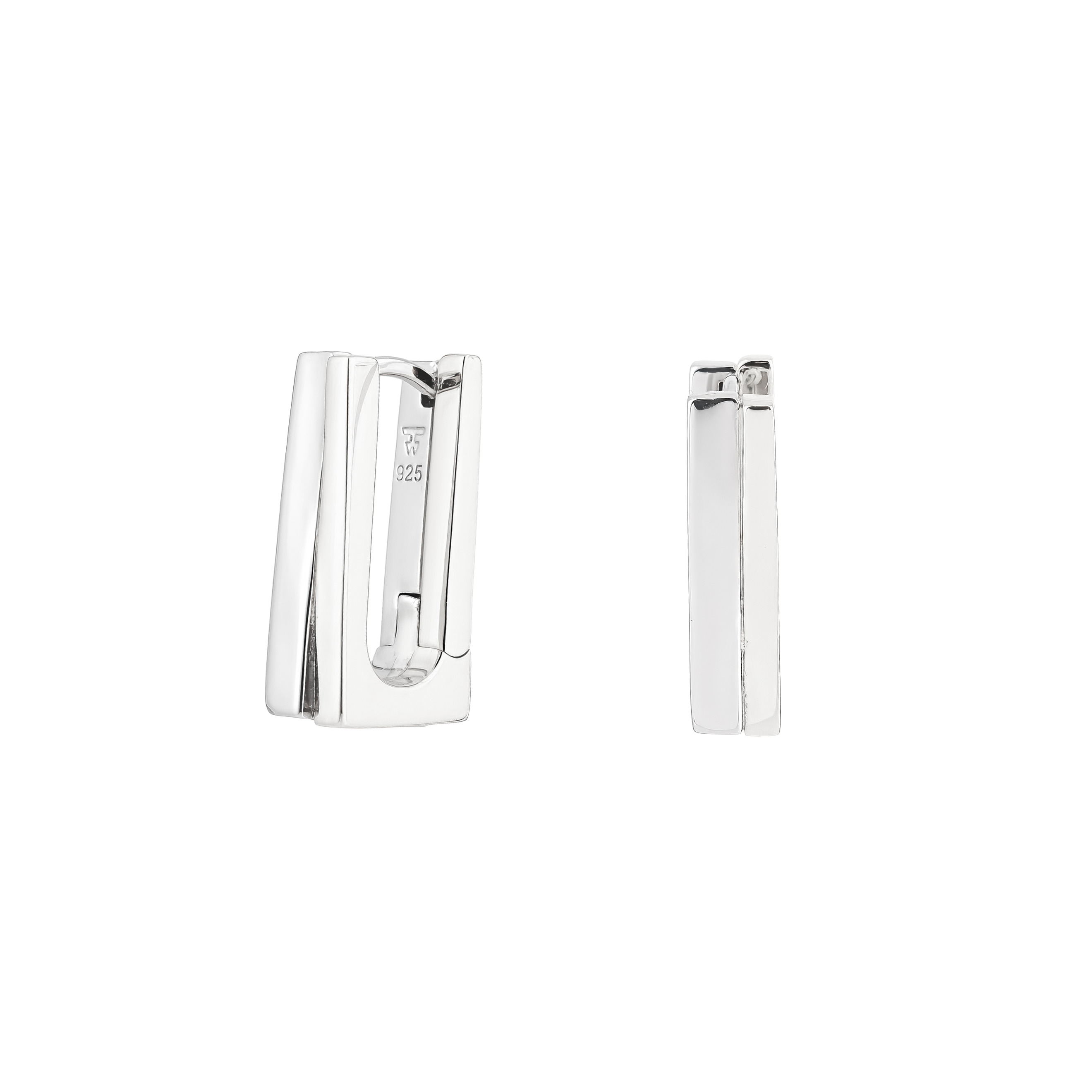 Silver Step Hoops Earrings