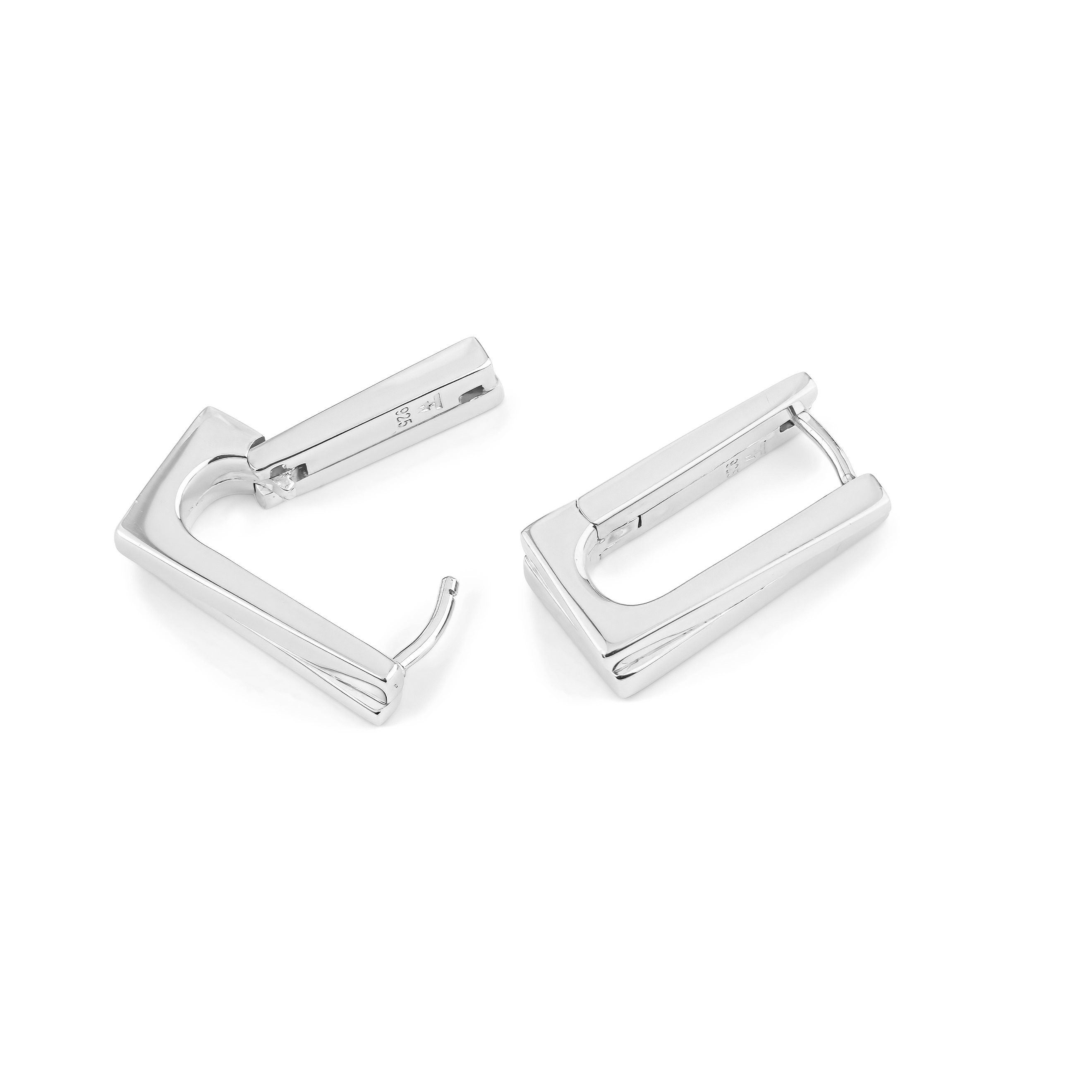 Silver Step Hoops Earrings
