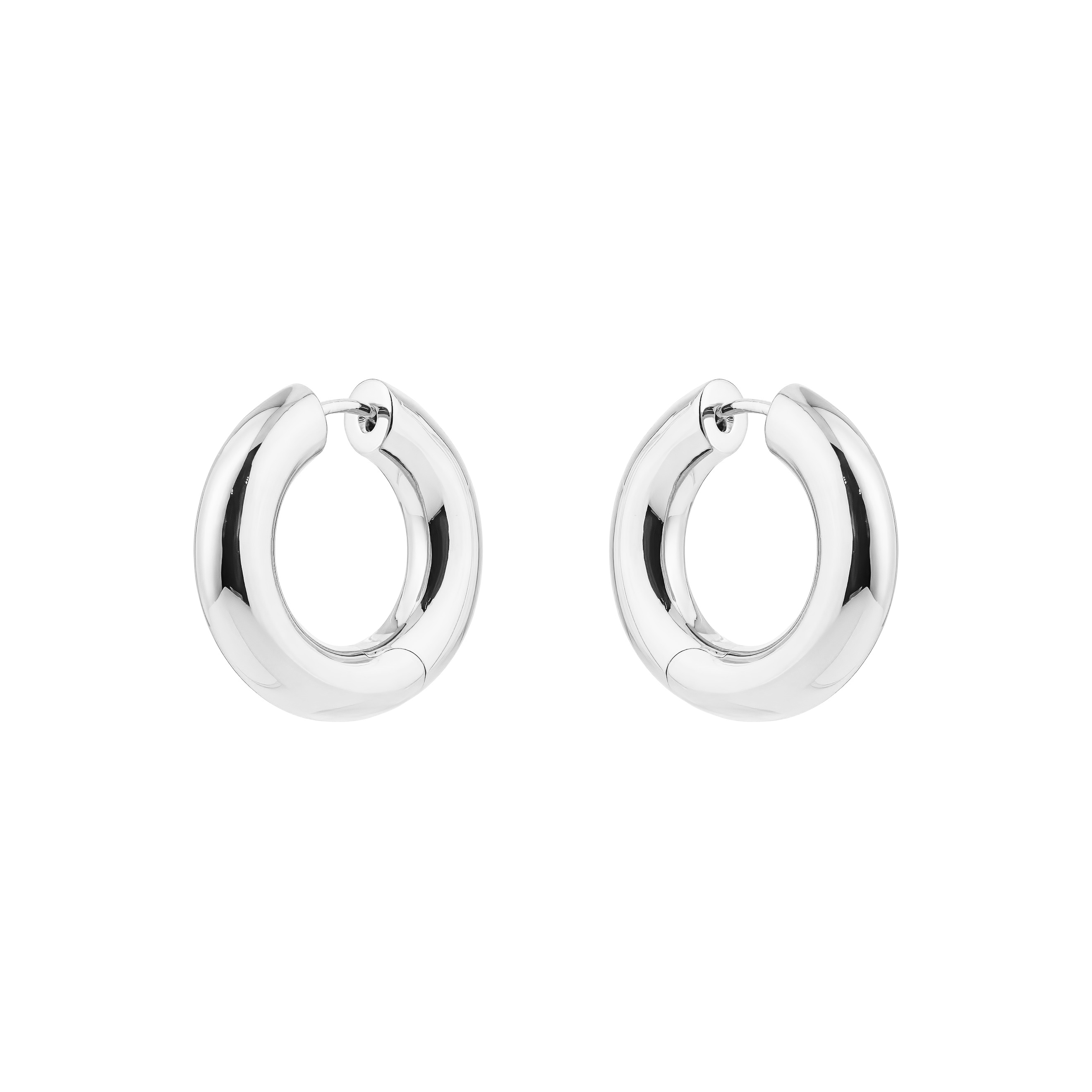 Chunky Hoops Medium Silver Earrings