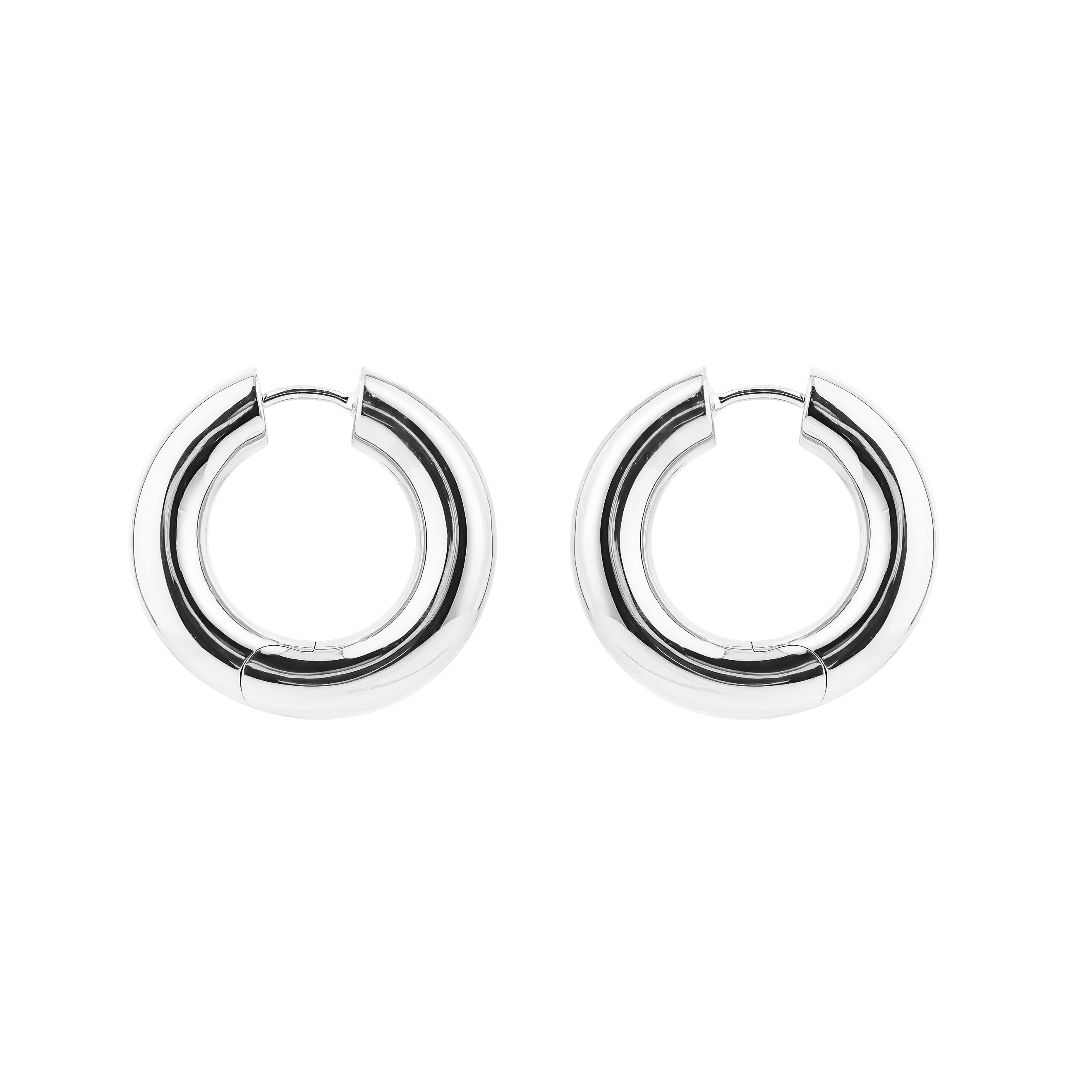 Chunky Hoops Medium Silver Earrings