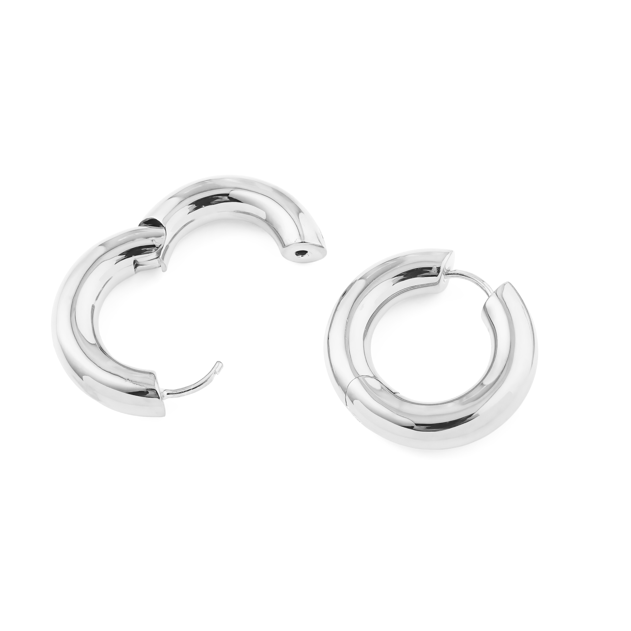 Chunky Hoops Medium Silver Earrings