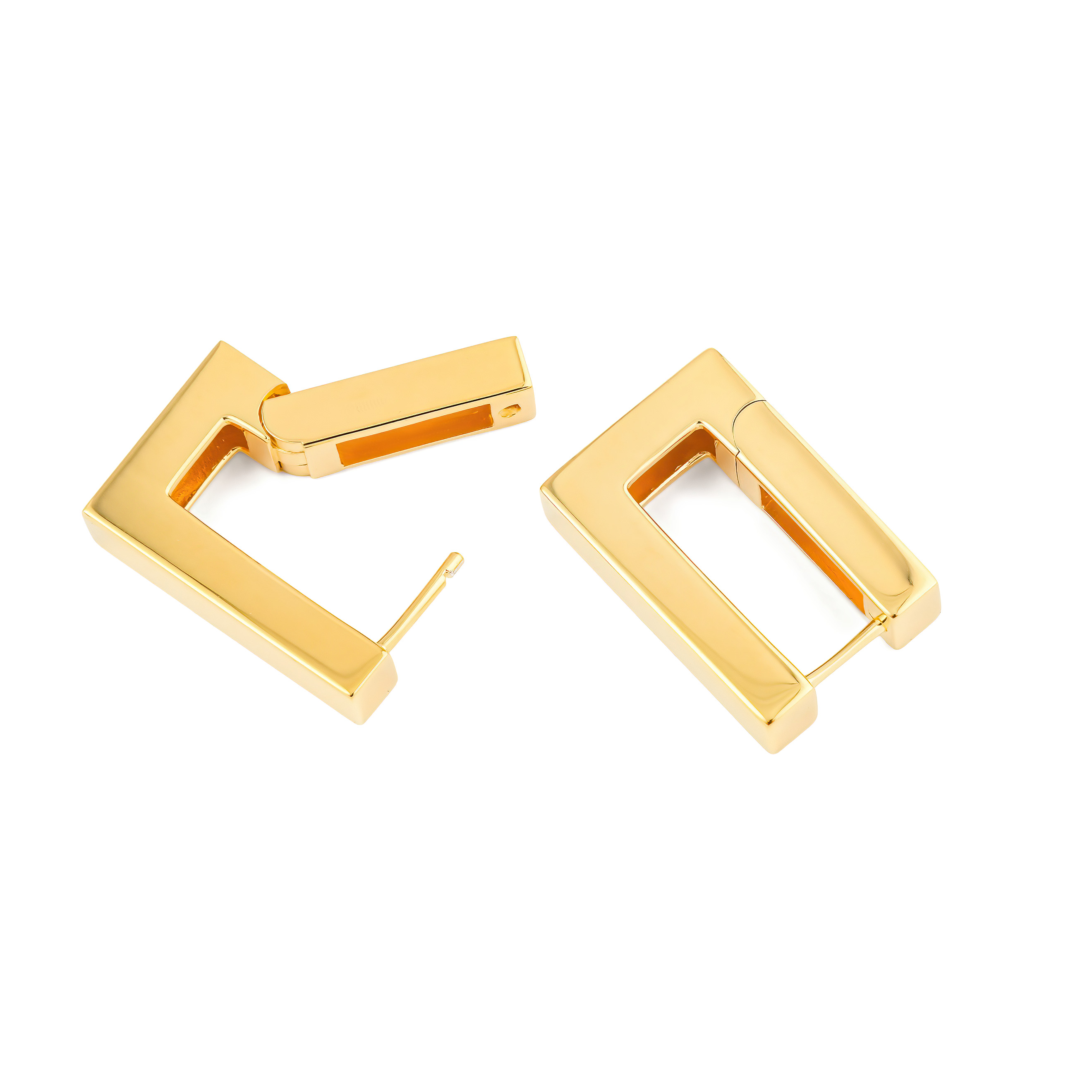 Позолоченные серебряные серьги Square Hoops