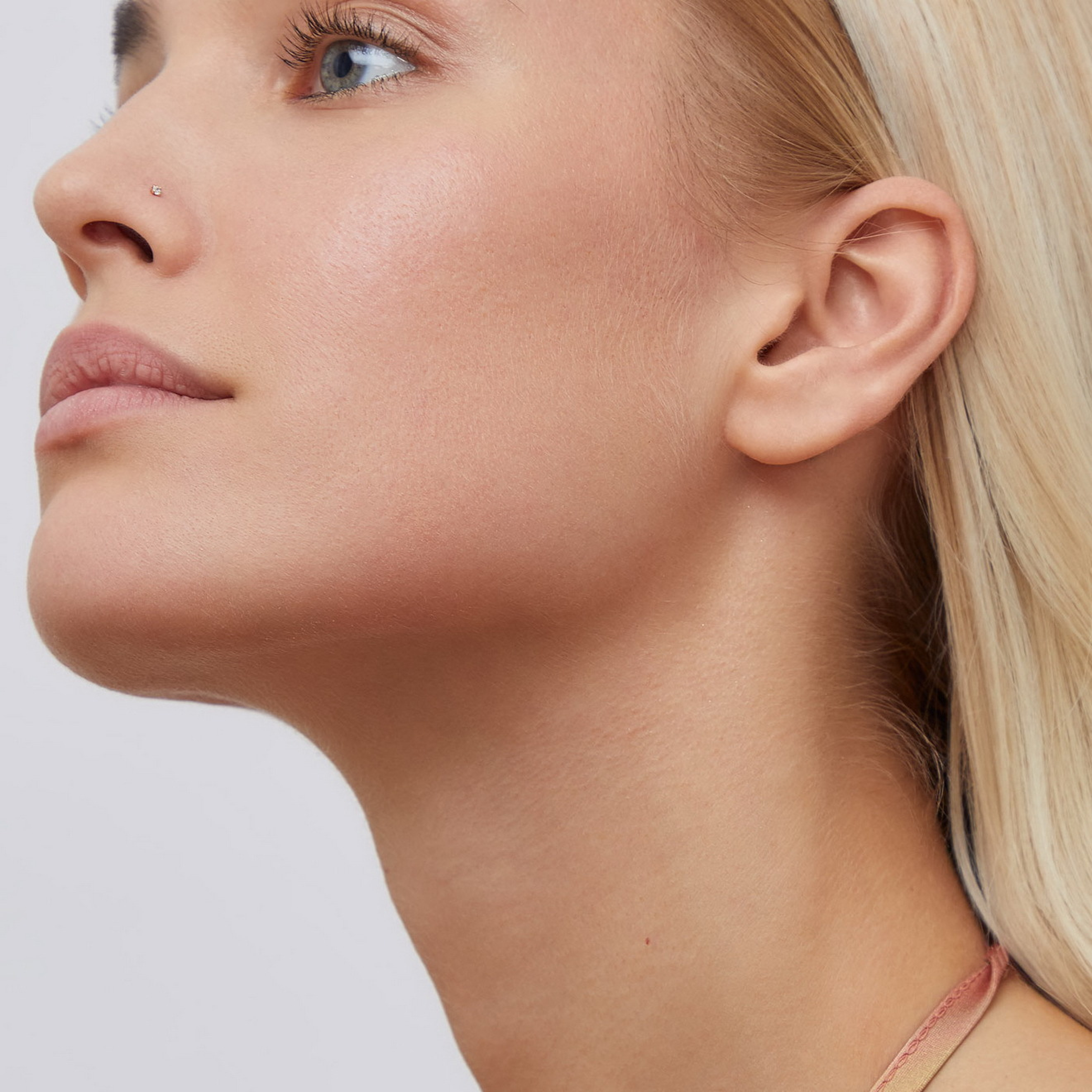 gold-plated silver nose ring with cubic zirconia