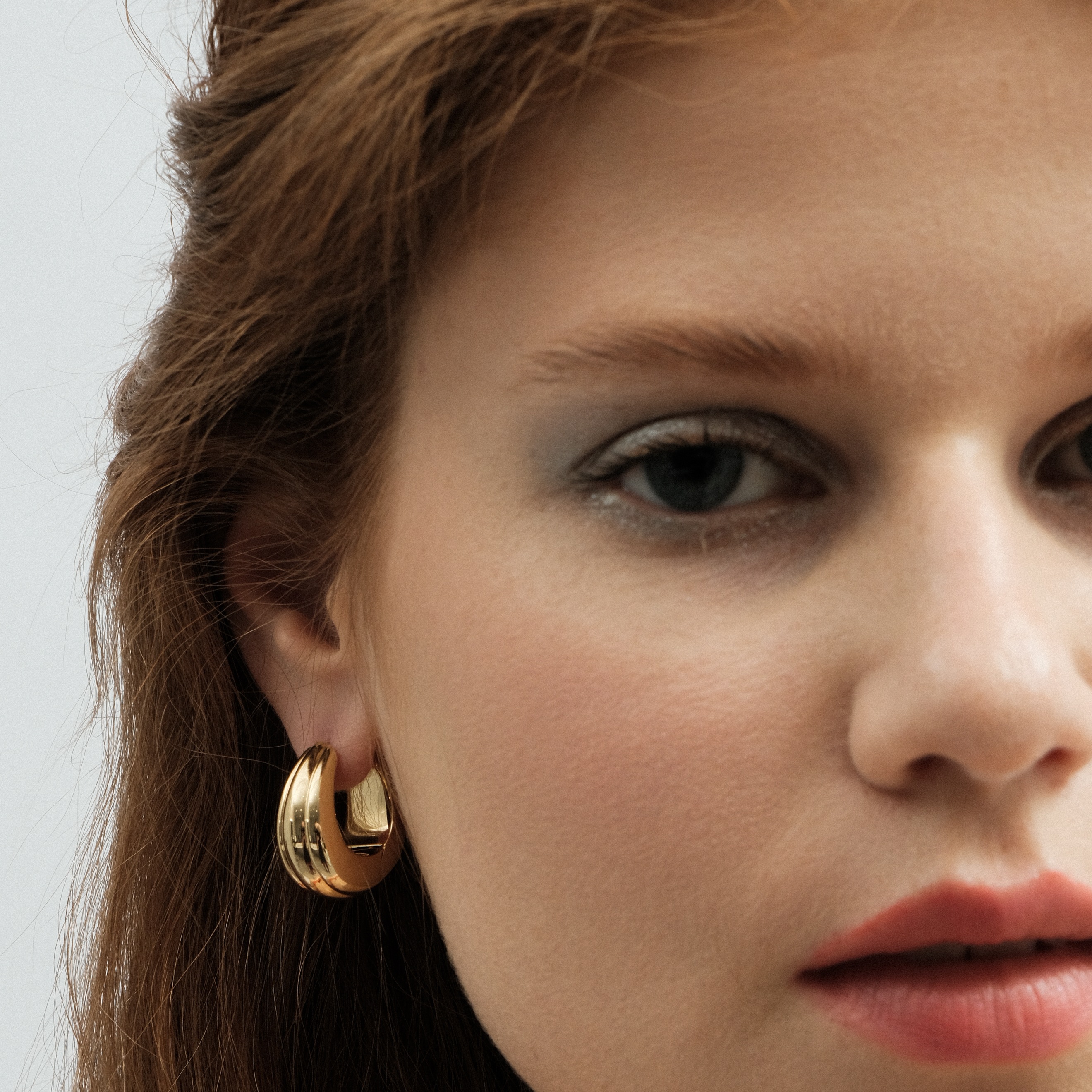 Gold-plated Silver Earrings Ice Hoop Medium Line