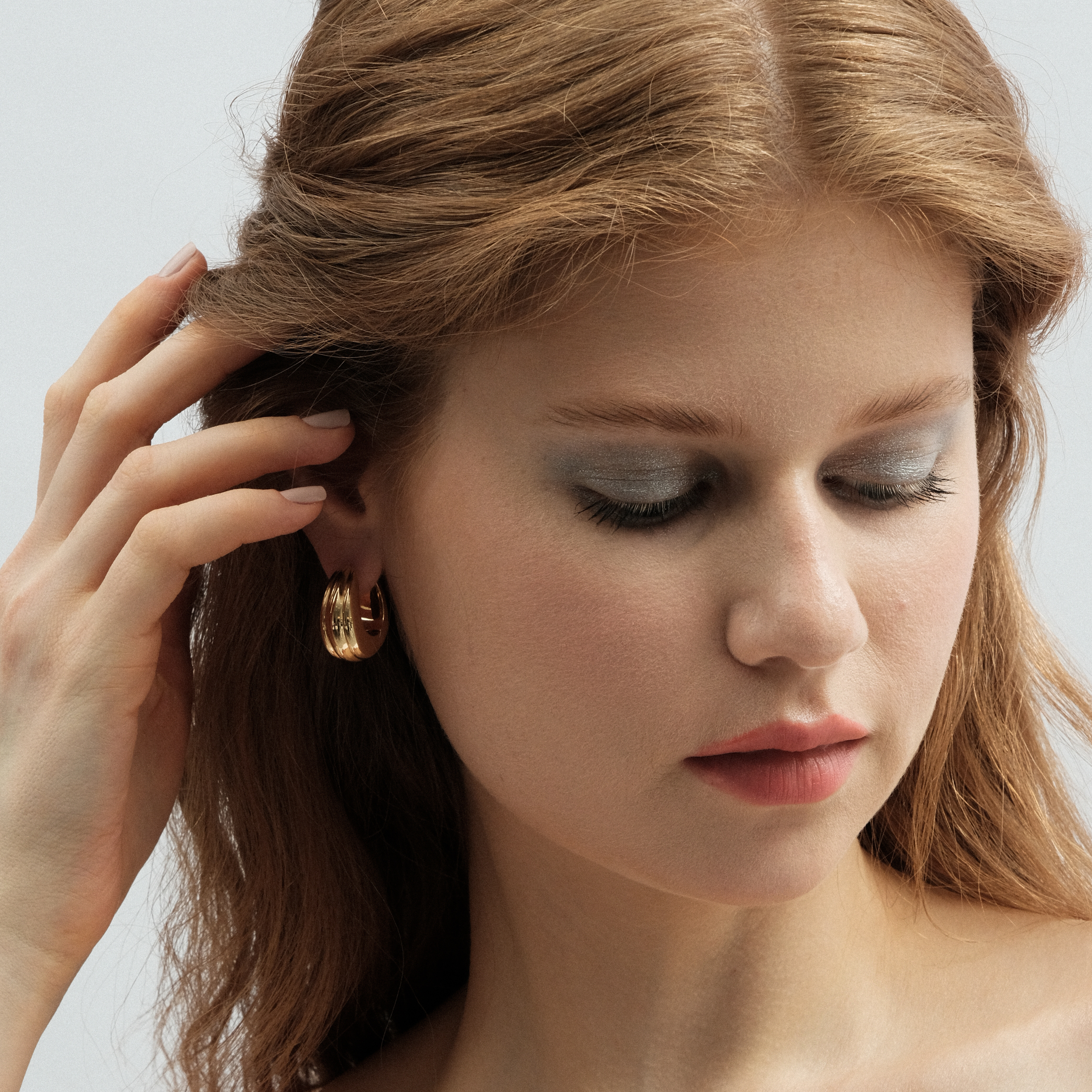Gold-plated Silver Earrings Ice Hoop Medium Line