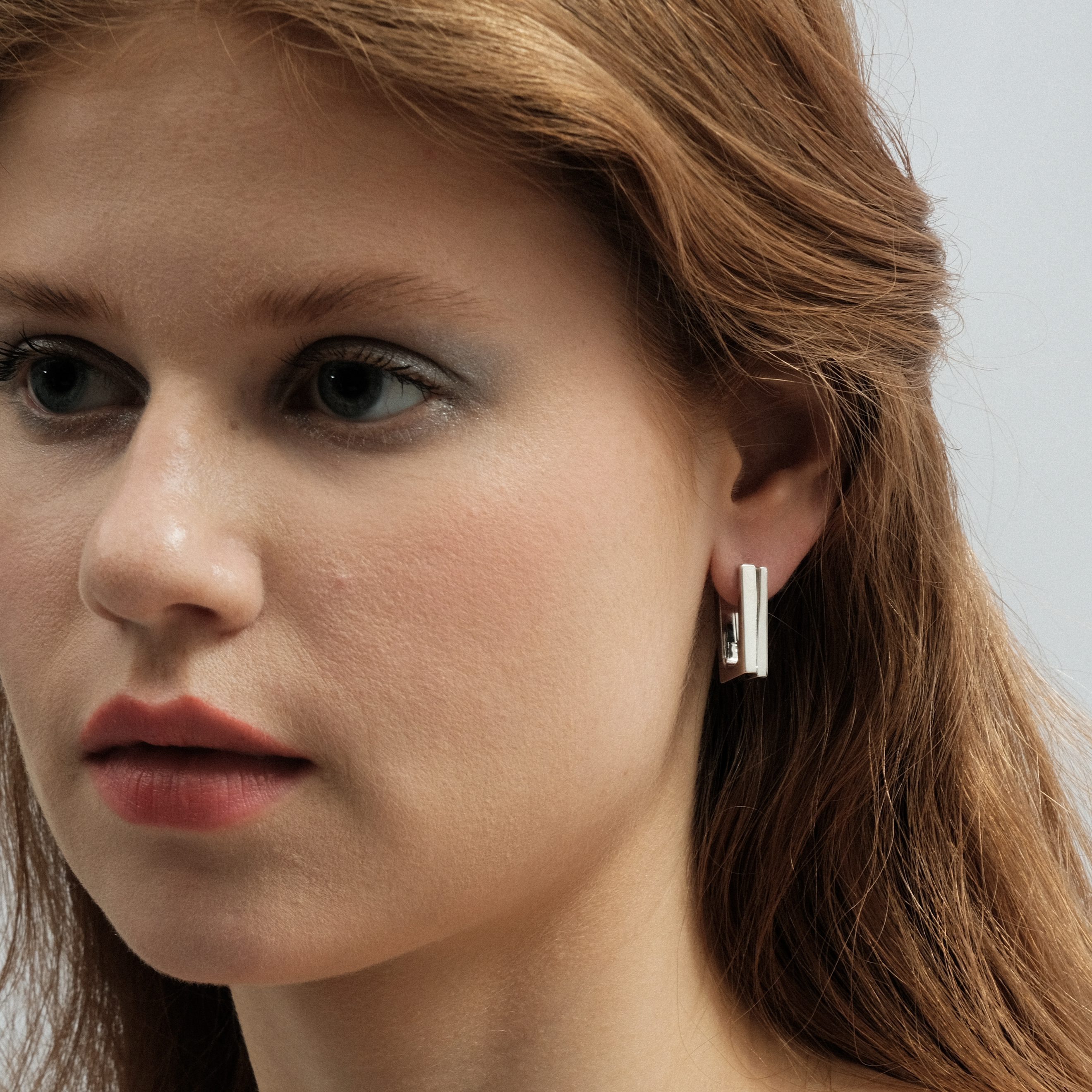 Silver Step Hoops Earrings