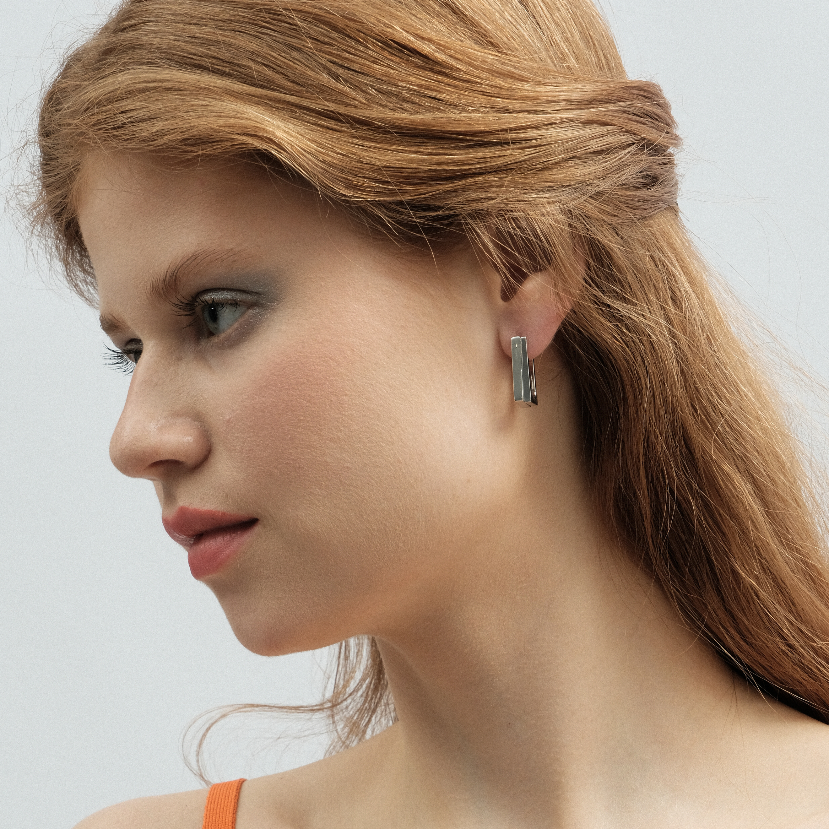 Silver Step Hoops Earrings