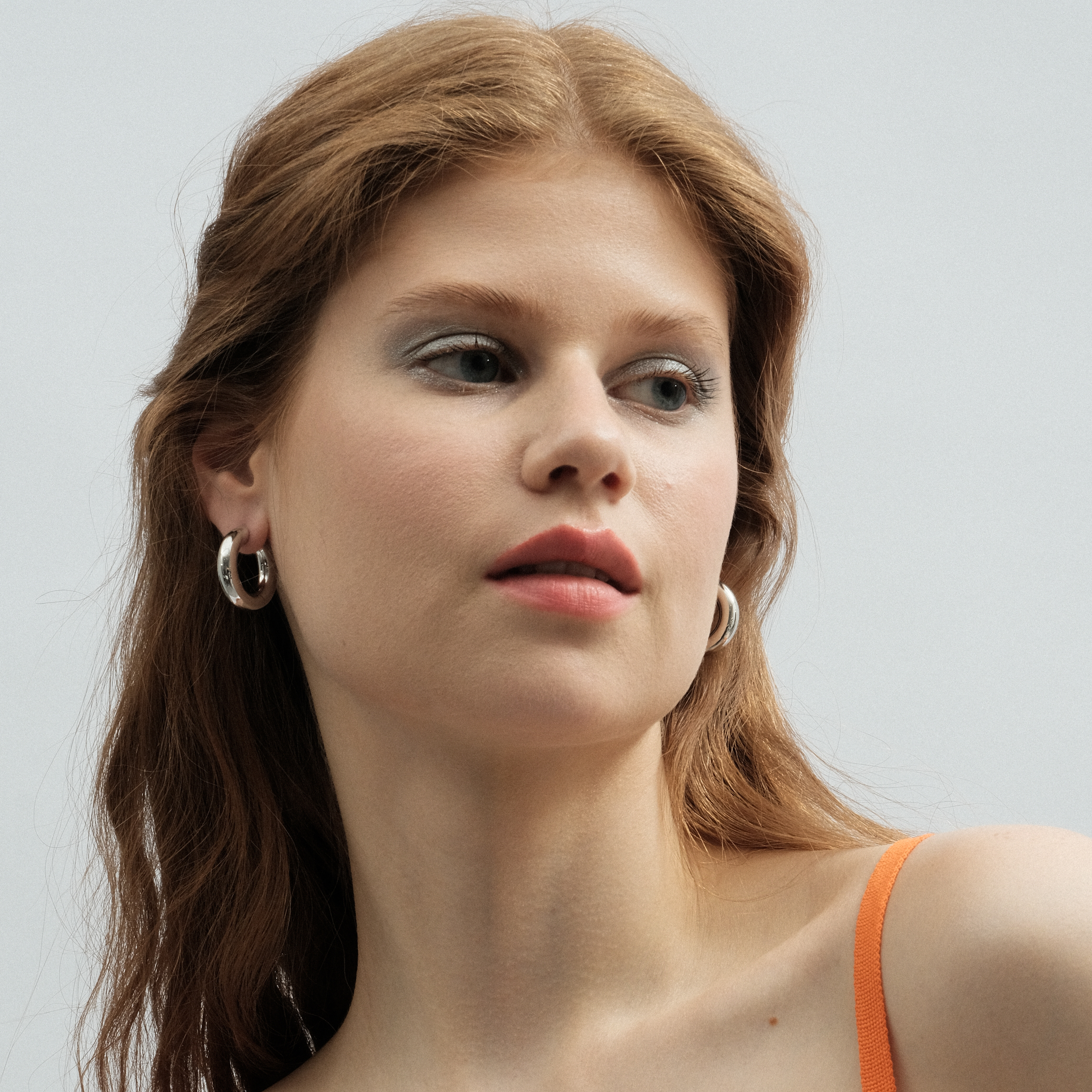 Chunky Hoops Medium Silver Earrings