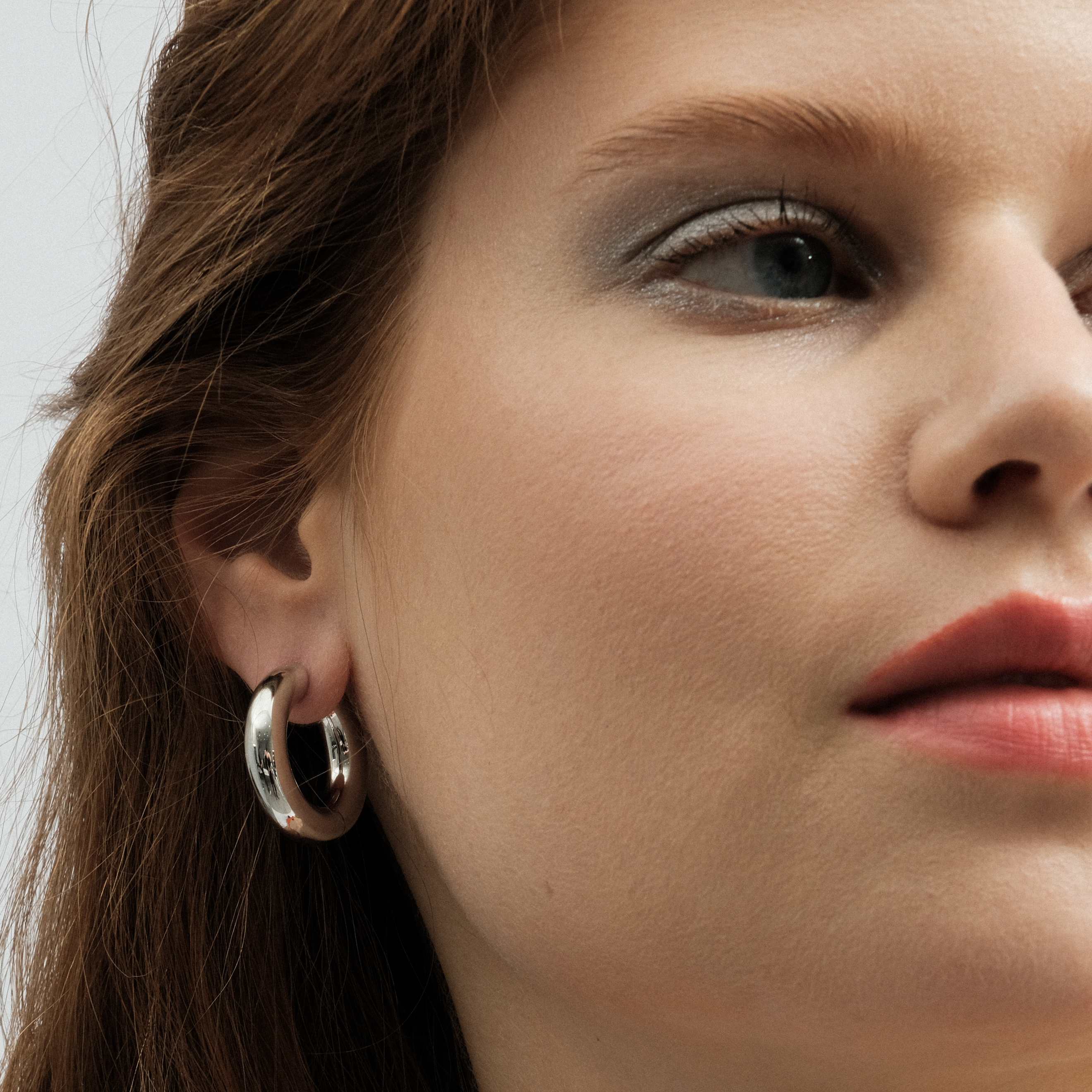 Chunky Hoops Medium Silver Earrings