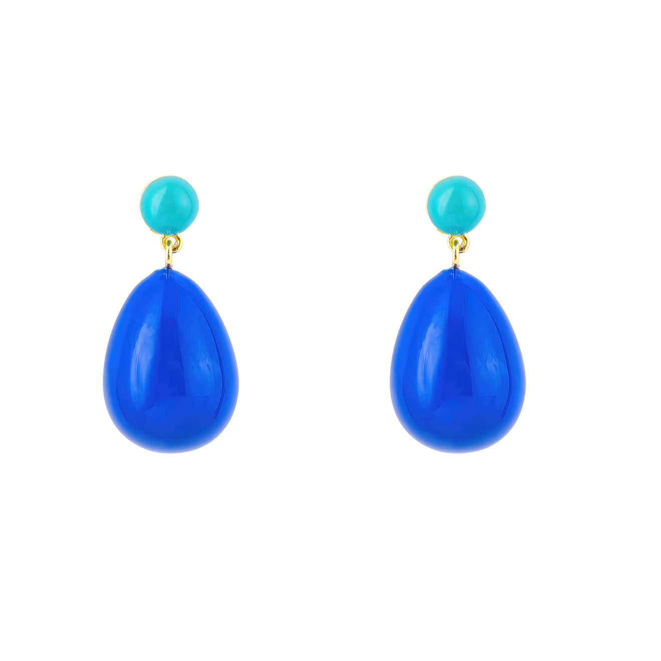 ESHVI Малые позолоченные серьги из серебра с синей и голубой эмалью eshvi малые позолоченные серьги из серебра в форме кактуса из малахита с кристаллами