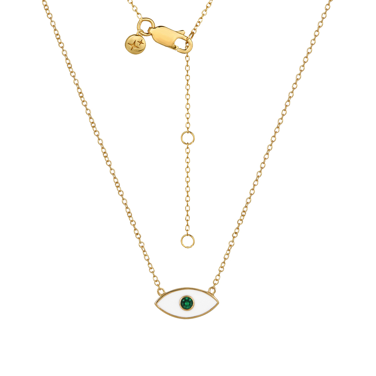 LAV'Z Колье с белой эмалью и зеленым кубическим цирконием