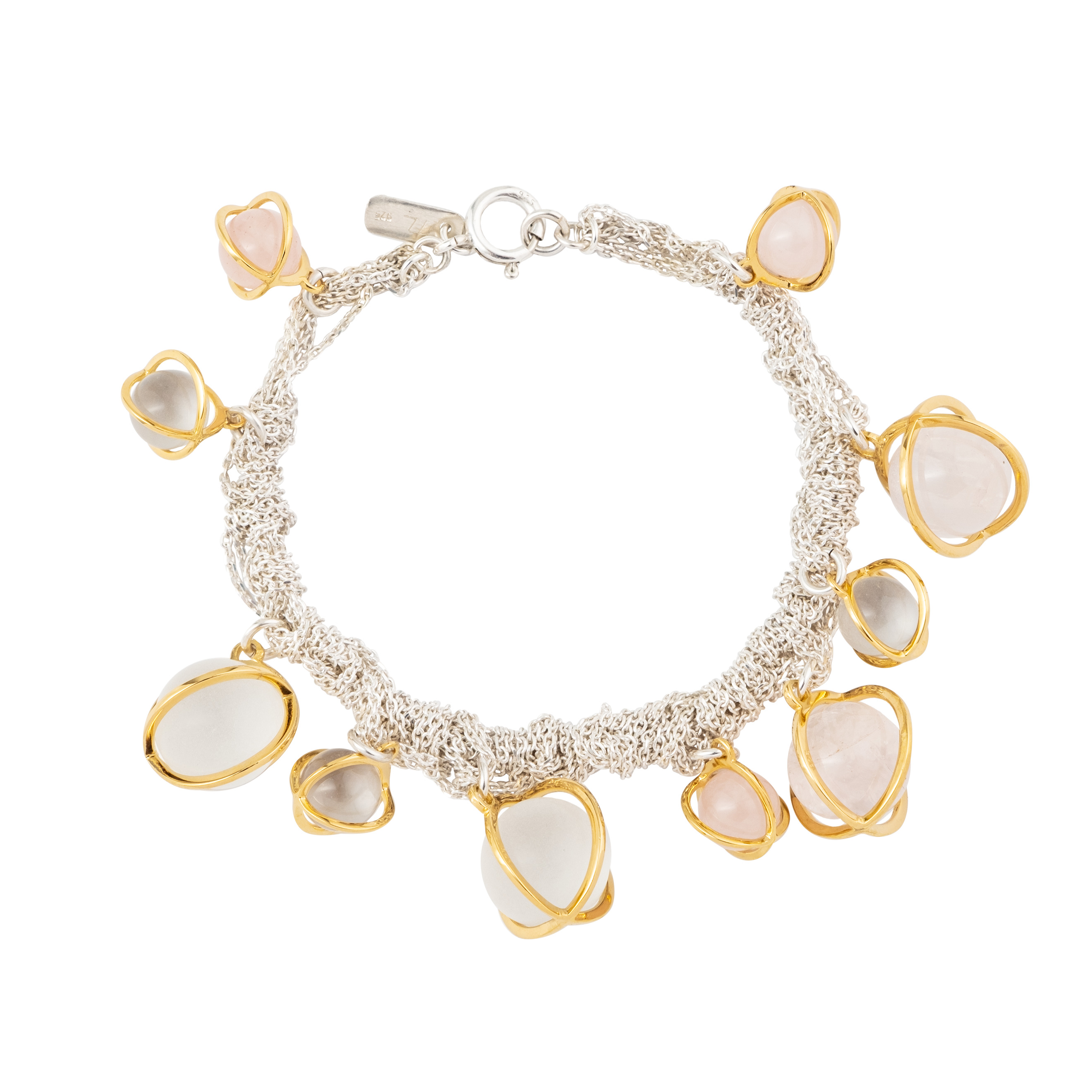 MULTI ORBIT bracelet with rose quartz, crystals