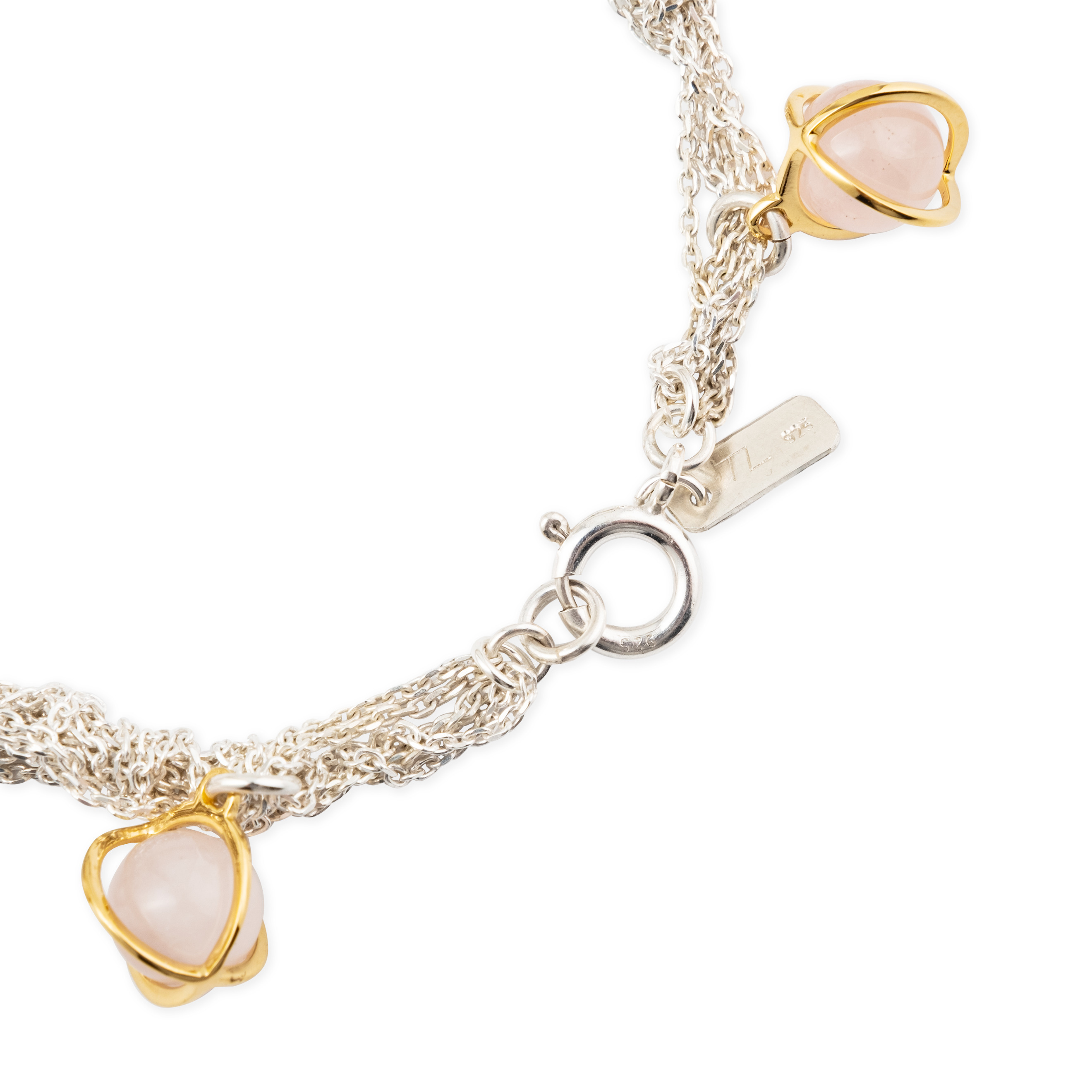 MULTI ORBIT bracelet with rose quartz, crystals