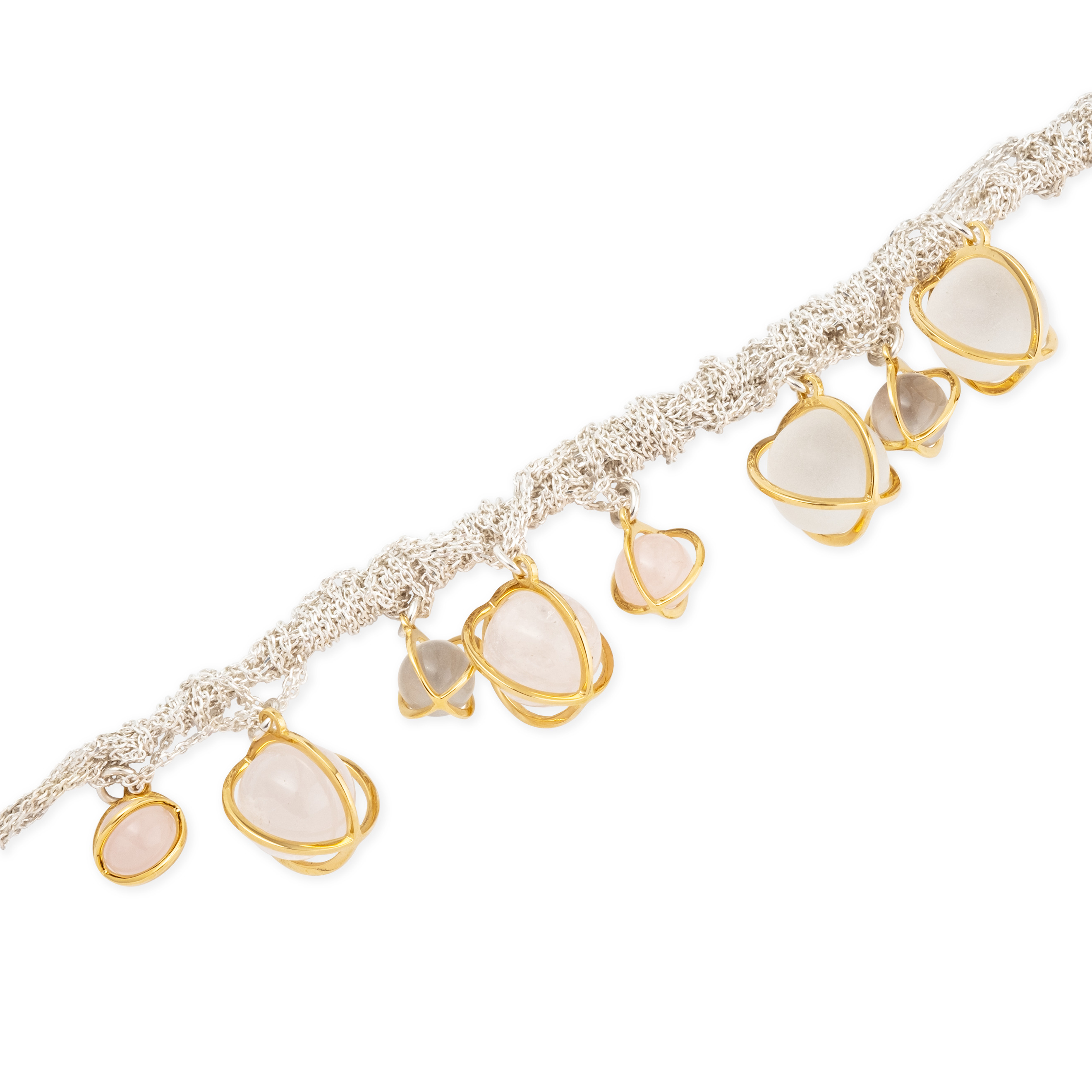 MULTI ORBIT bracelet with rose quartz, crystals