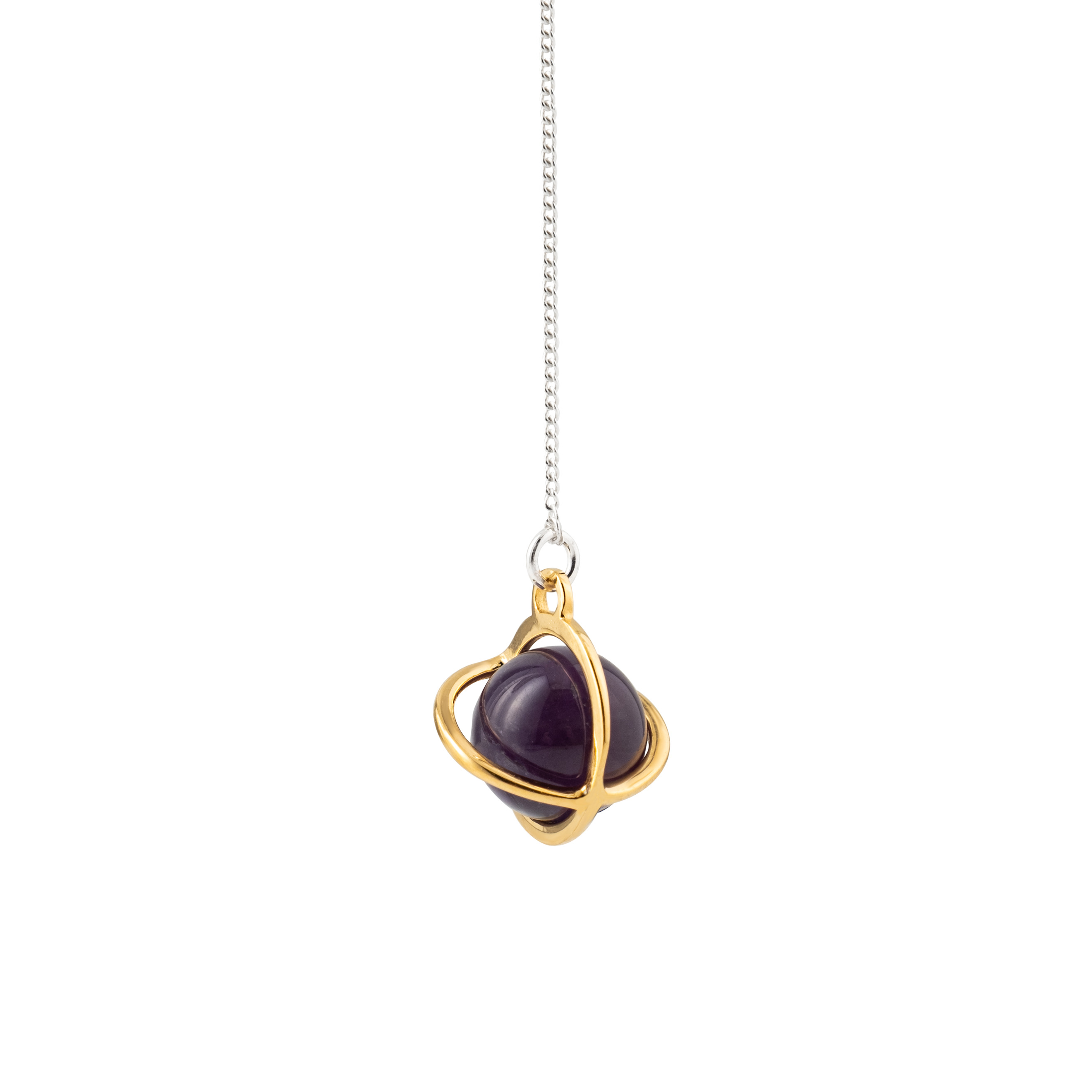 Gold-plated MEDIUM ORBIT silver earrings with amethyst