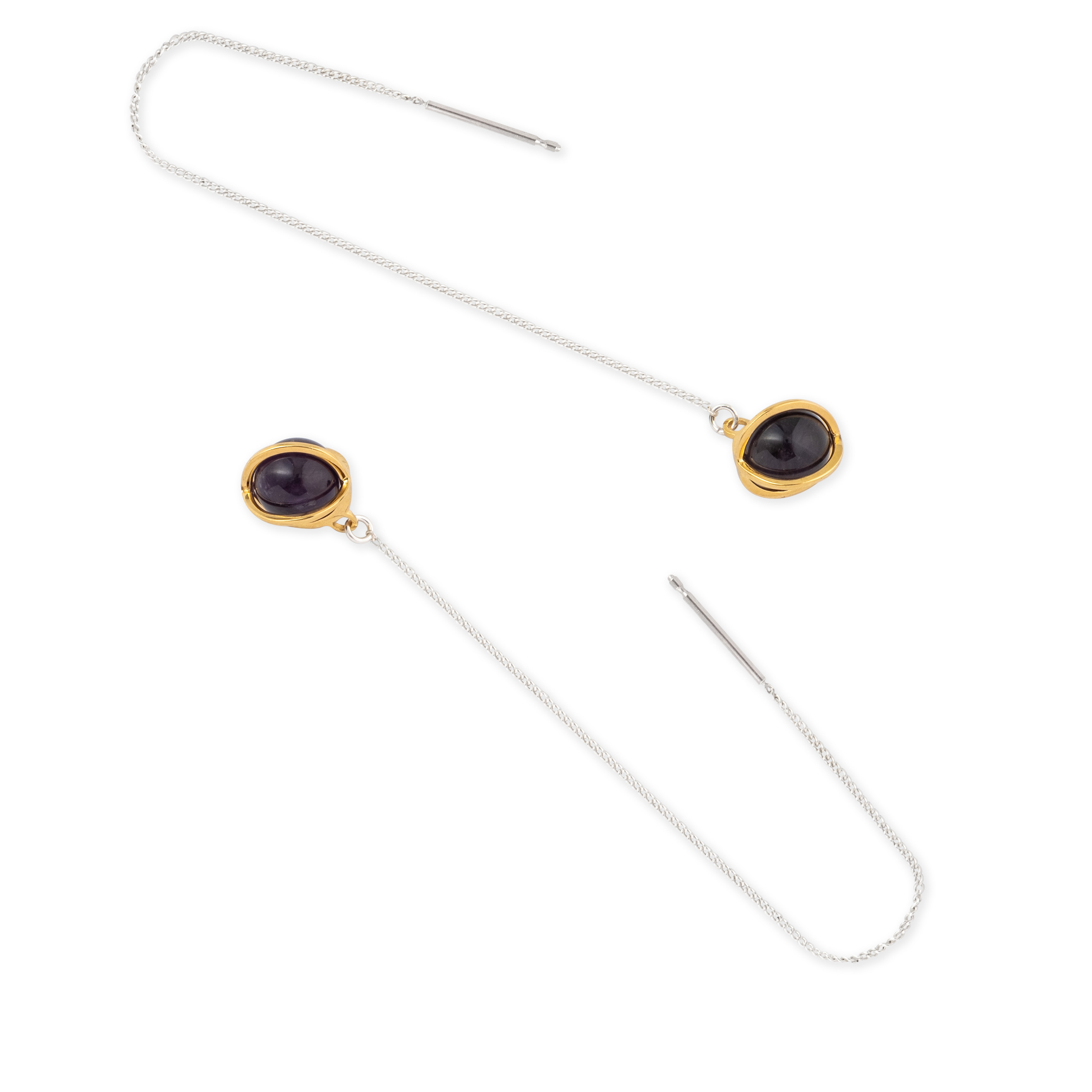 Gold-plated MEDIUM ORBIT silver earrings with amethyst