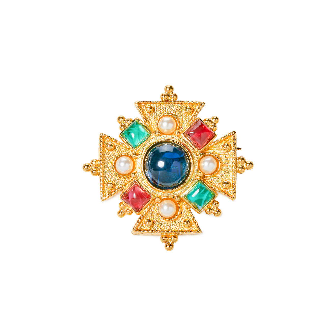 cross brooch with garnet, agate and pearls