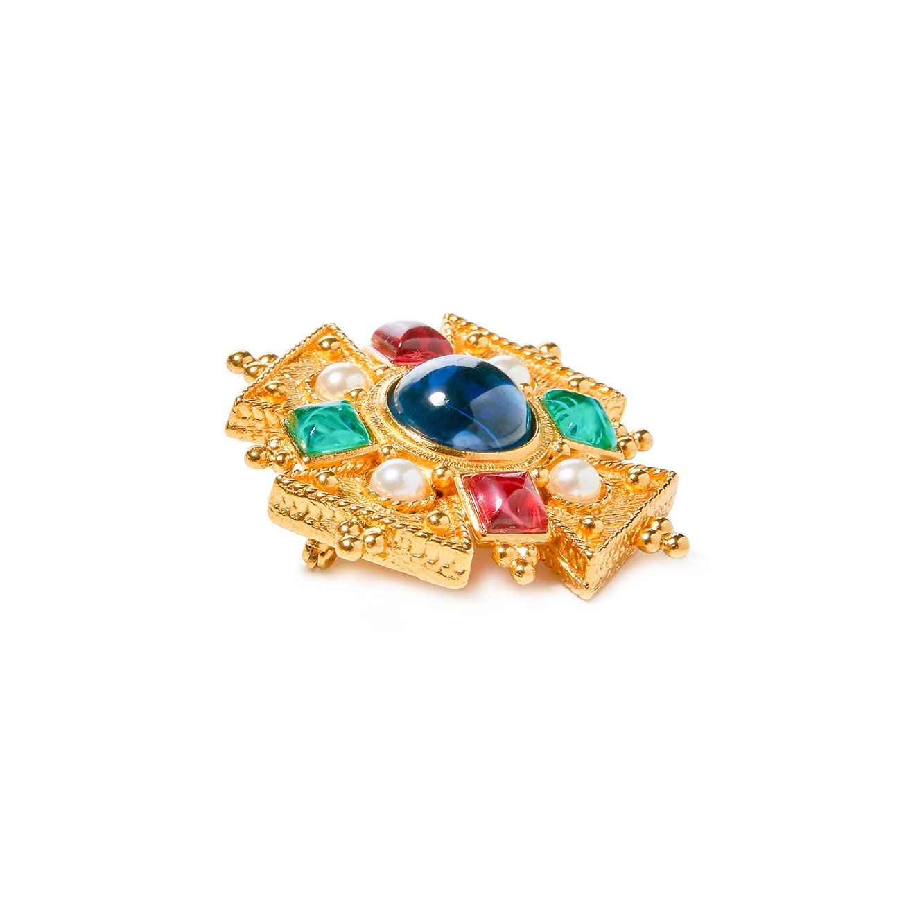 cross brooch with garnet, agate and pearls