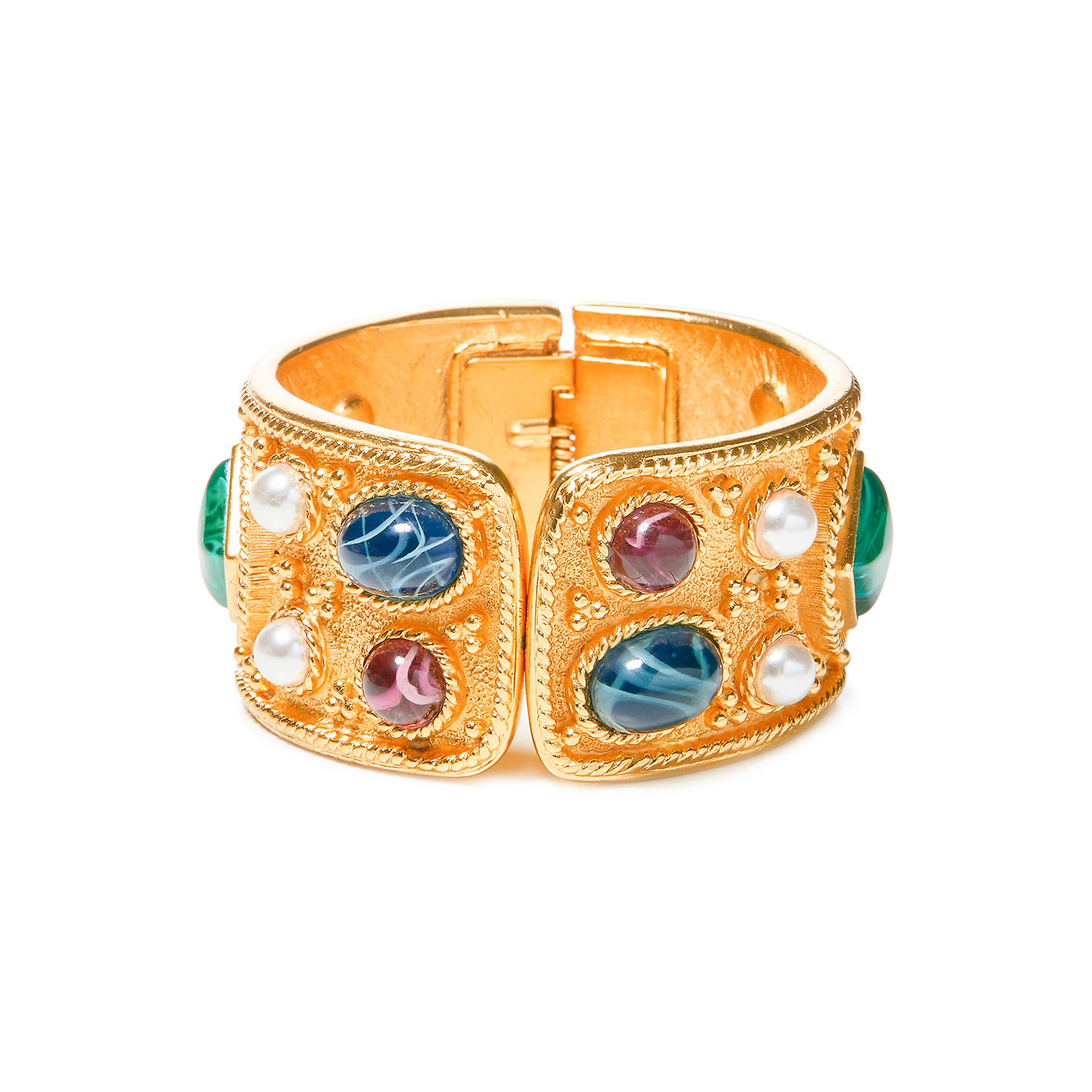 bracelet with malachite, agate and pearls