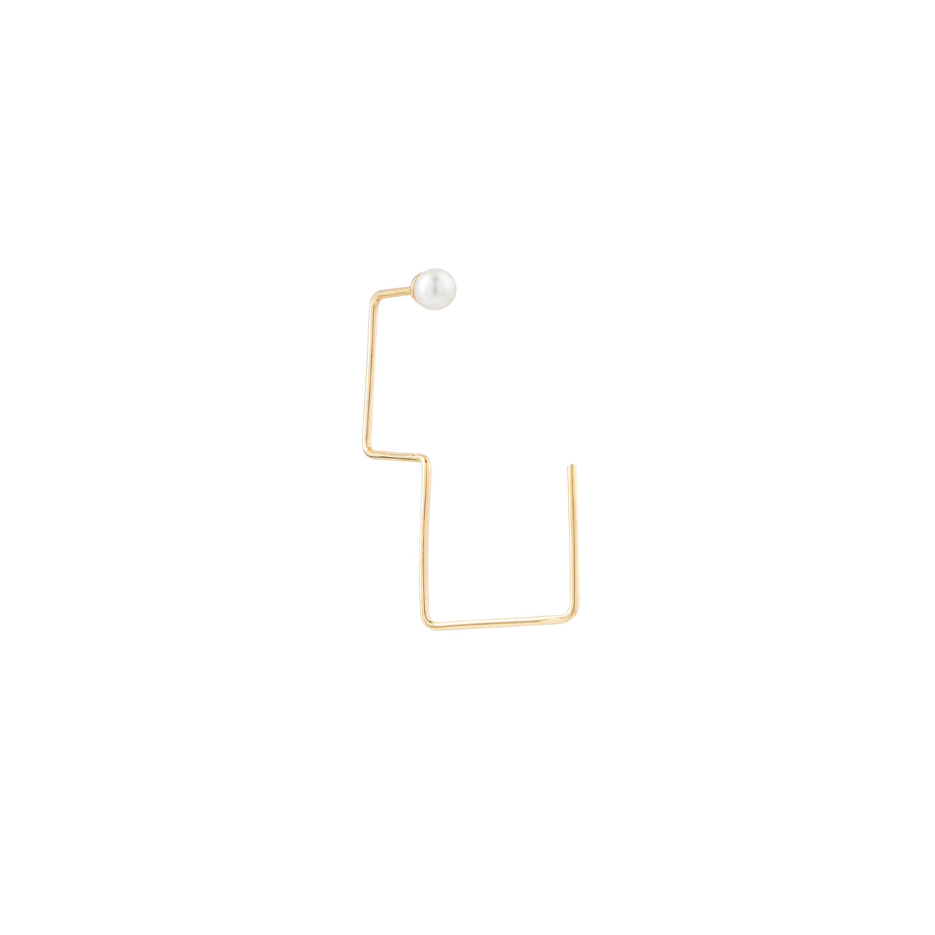 35.02 Геометрическая моносерьга из желтого золота с жемчугом kova браслет из желтого золота с жемчугом
