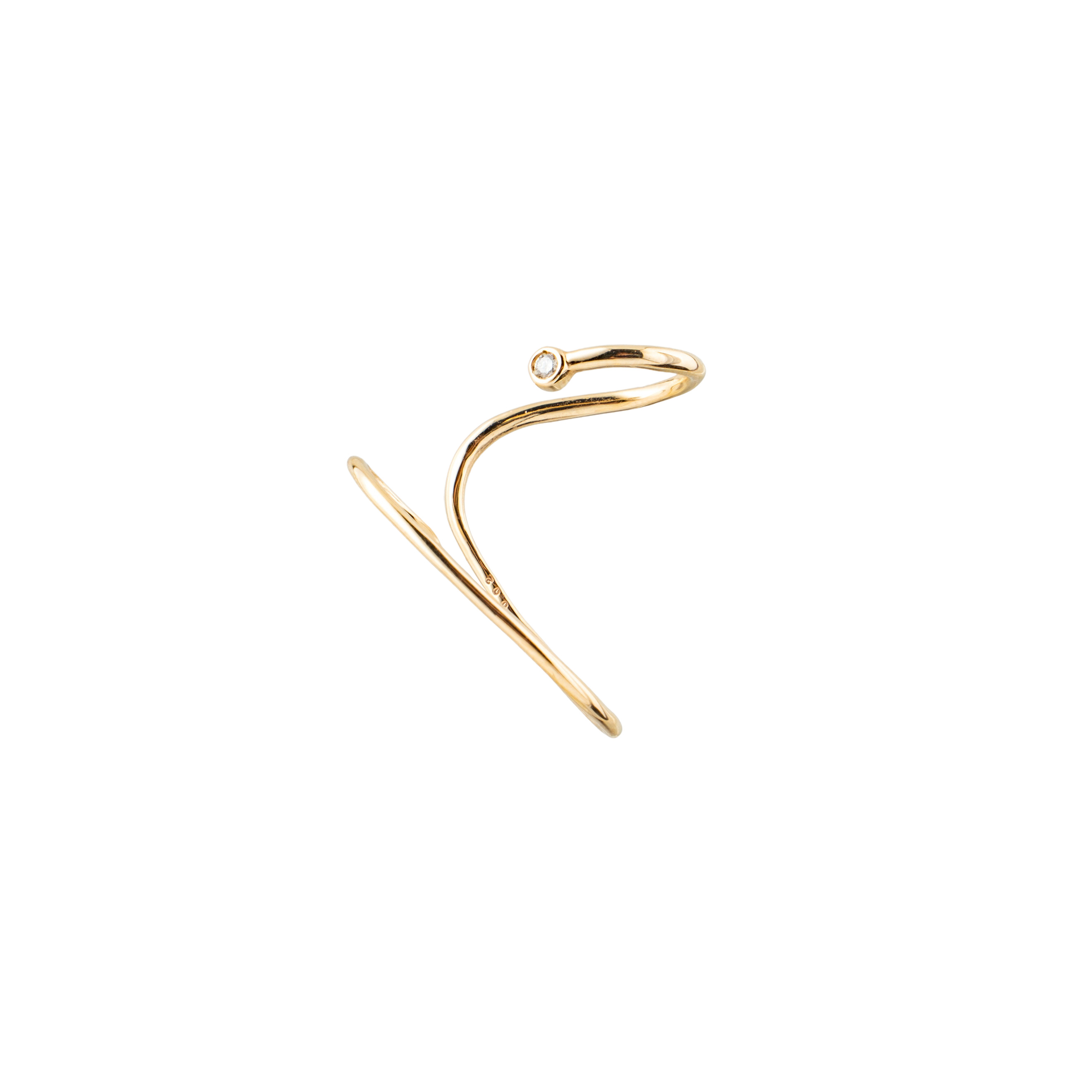 Yellow gold cuff with diamond